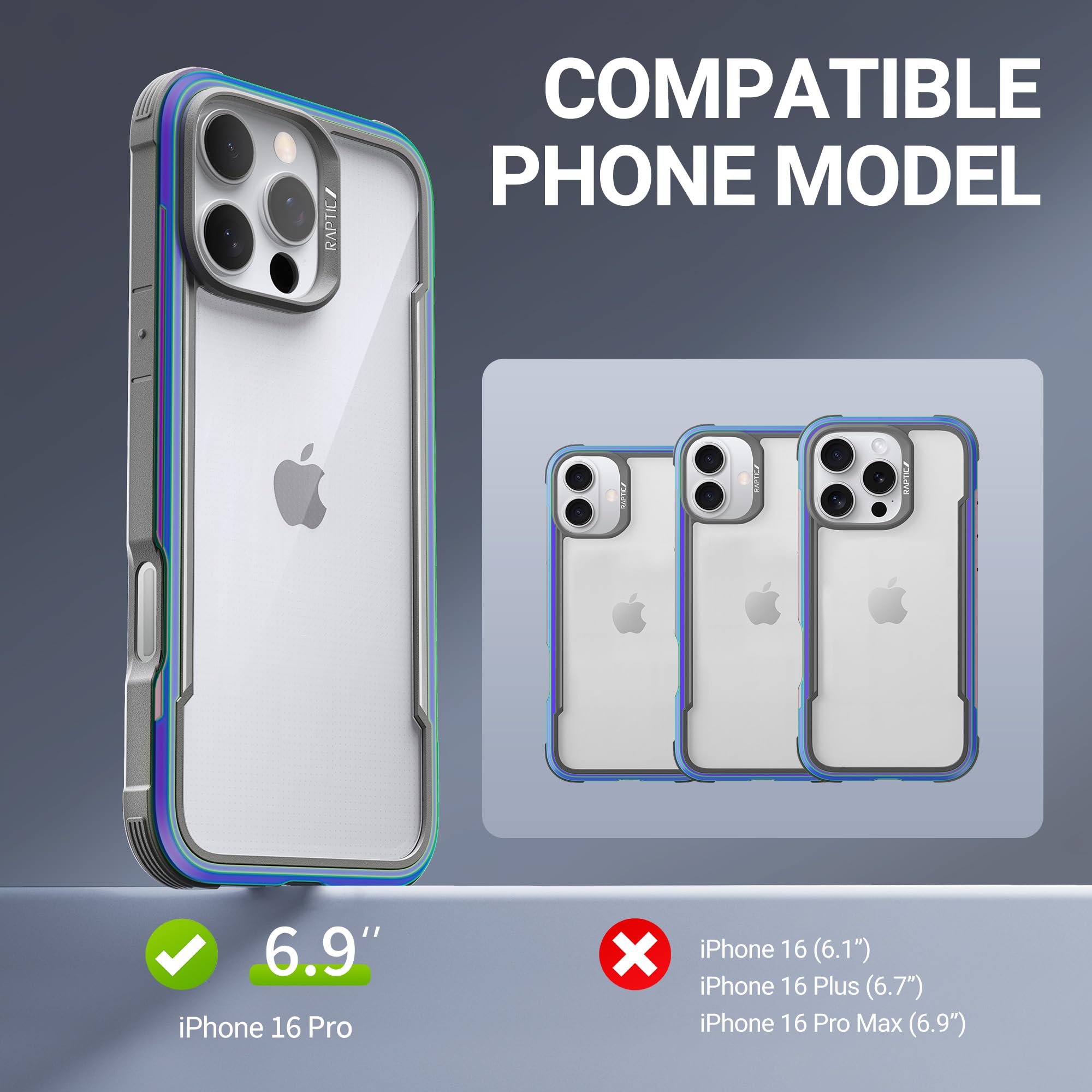 Foto 3 pulgar | Funda Raptic Shield Para Iphone 16 Pro A Prueba De Golpes, Transparente - Venta Internacional.