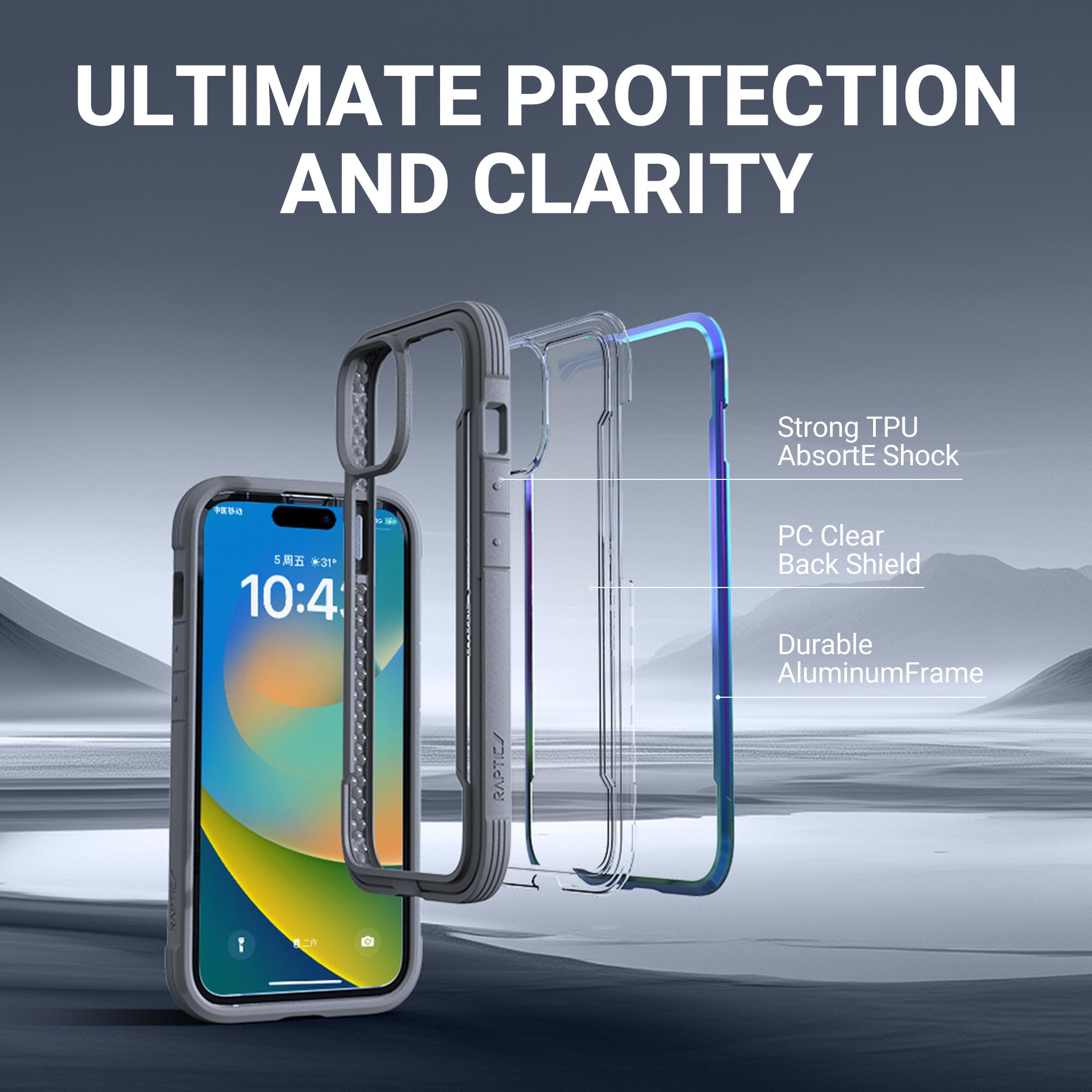Foto 5 pulgar | Funda Raptic Shield Para Iphone 16 Pro A Prueba De Golpes, Transparente - Venta Internacional.