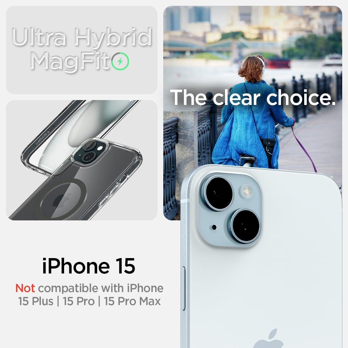 Foto 3 pulgar | Funda Spigen Ultra Hybrid Magfit Para Iphone 15 (2023), Color Grafito - Venta Internacional.