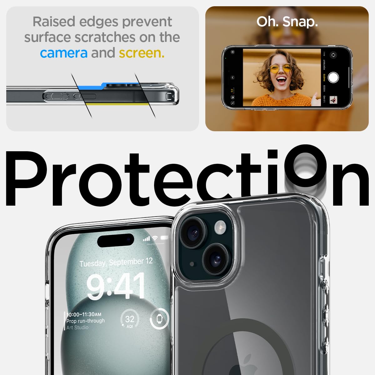 Foto 7 pulgar | Funda Spigen Ultra Hybrid Magfit Para Iphone 15 (2023), Color Grafito - Venta Internacional.