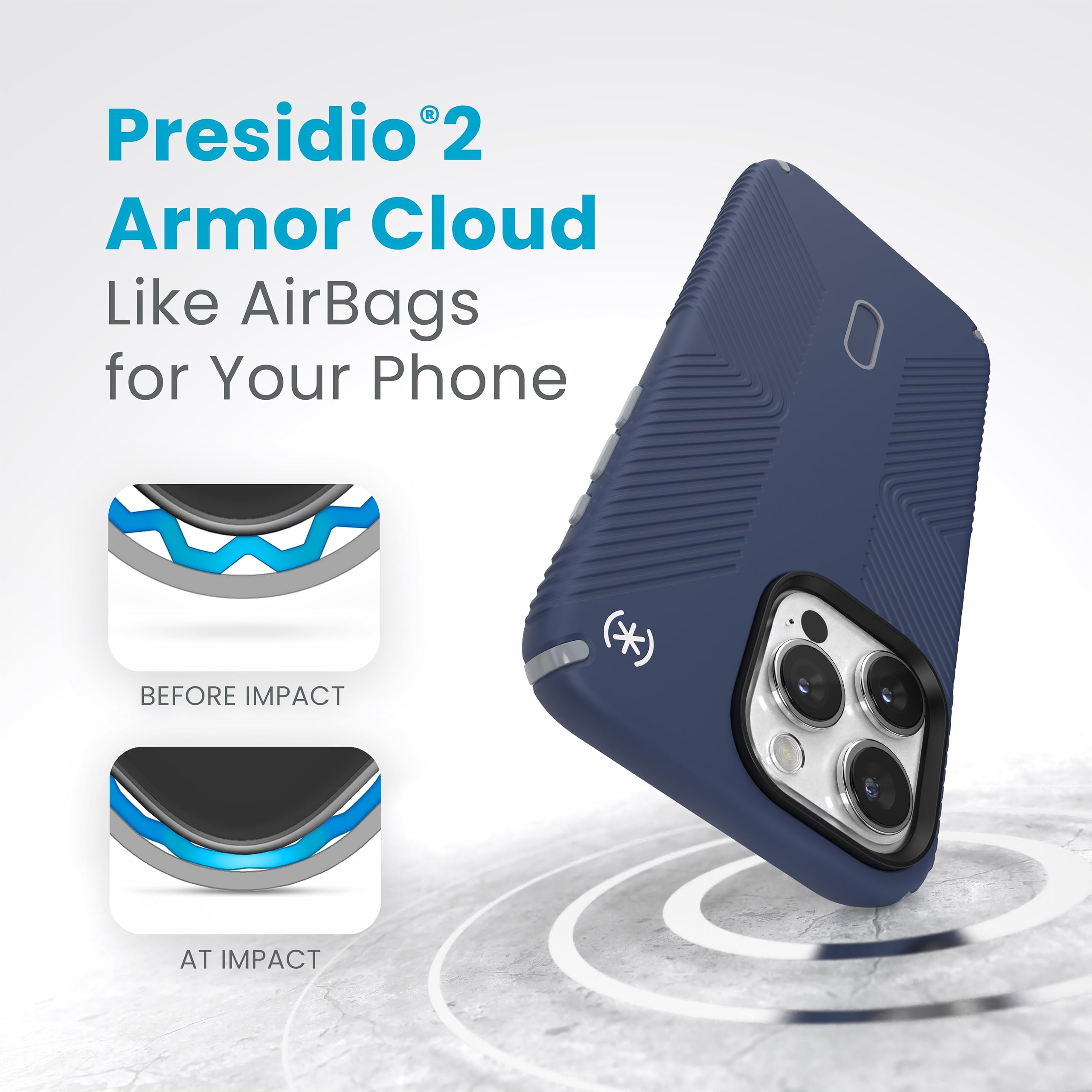 Foto 6 pulgar | Funda Para Teléfono Speck Iphone 15 Pro Max Presidio2 Grip Azul/gris/blanco - Venta Internacional.