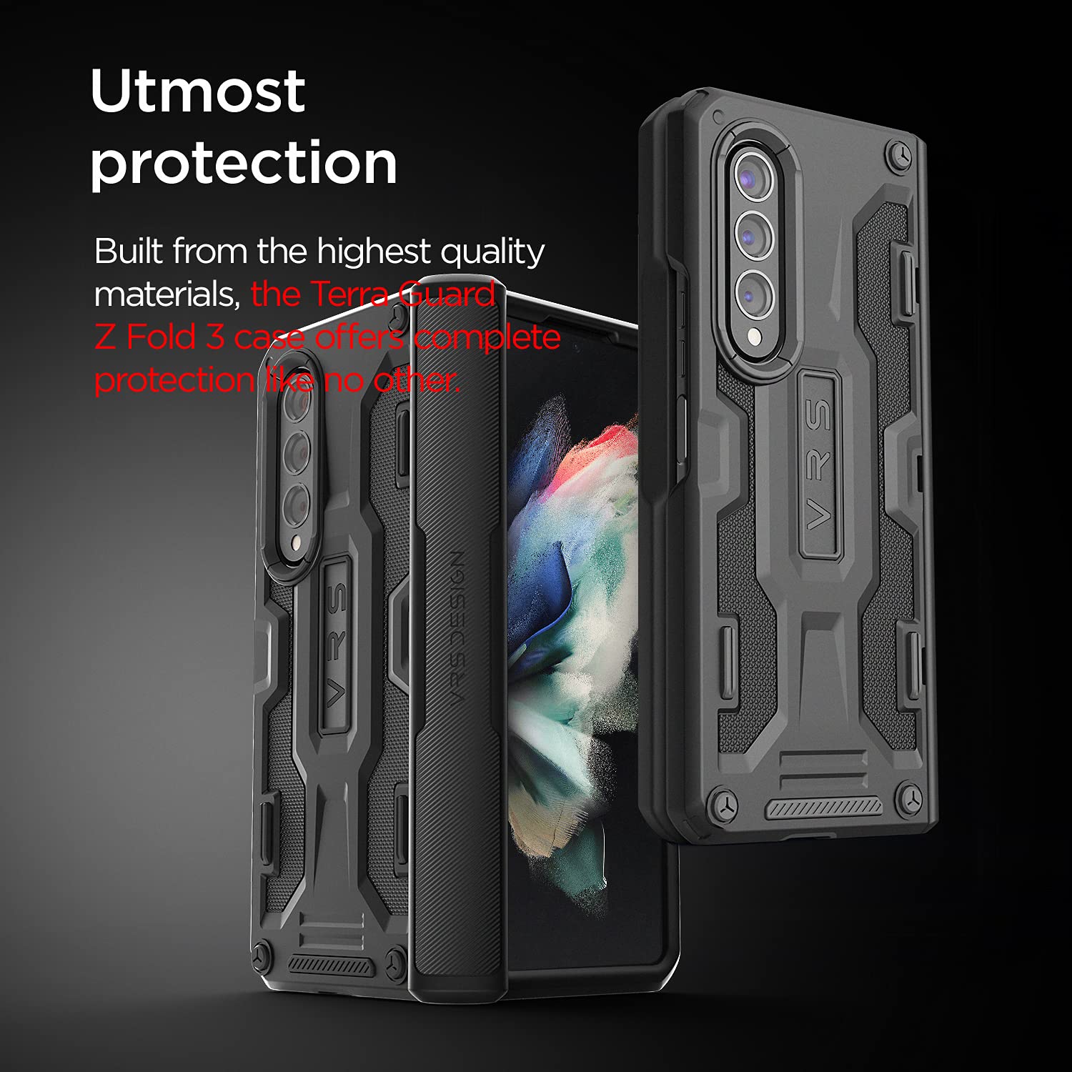 Foto 4 pulgar | Funda De Teléfono Vrs Design Terra Guard Para Galaxy Z Fold 3 Negra - Venta Internacional.