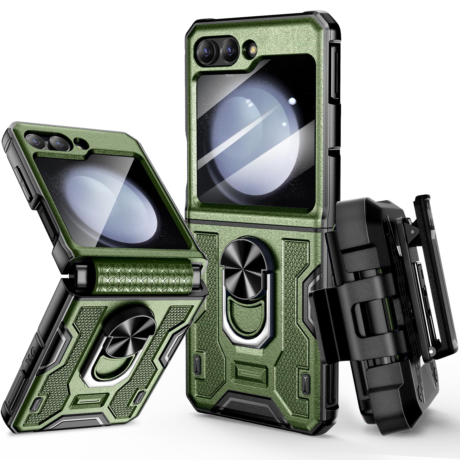 Funda Vego Para Samsung Galaxy Z Flip 5 Con Protección De Bisagra, Color Verde - Venta Internacional.