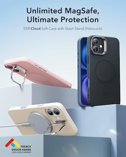 Foto 3 | Funda De Silicona Esr Con Soporte Para Iphone 16 Plus, Color Negro - Venta Internacional.