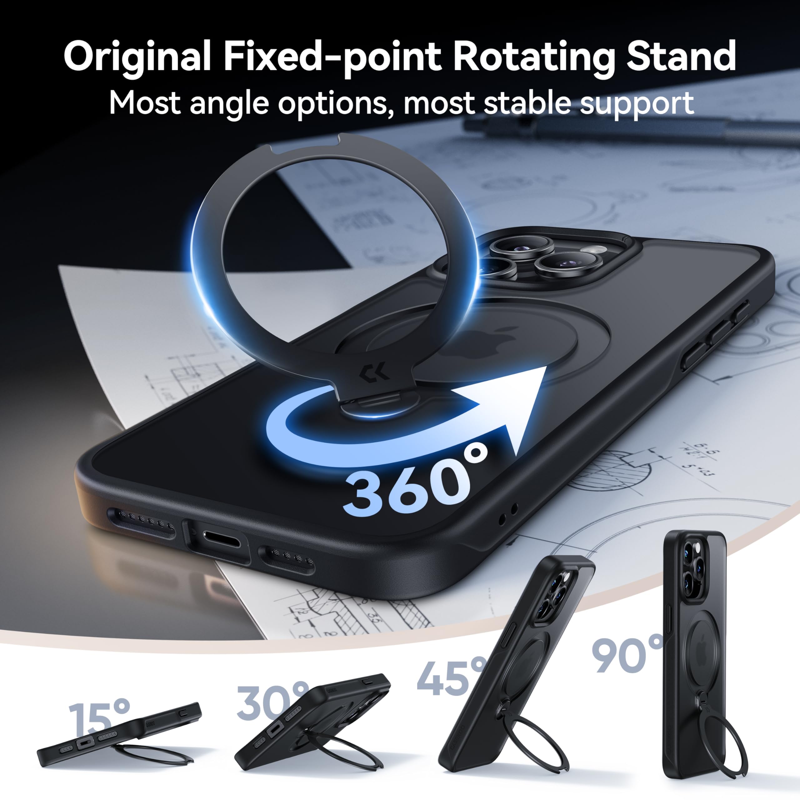 Foto 3 pulgar | Funda Casekoo Magicstand Pro Para Iphone 15 Pro De 6.1 Pulgadas Negra - Venta Internacional.