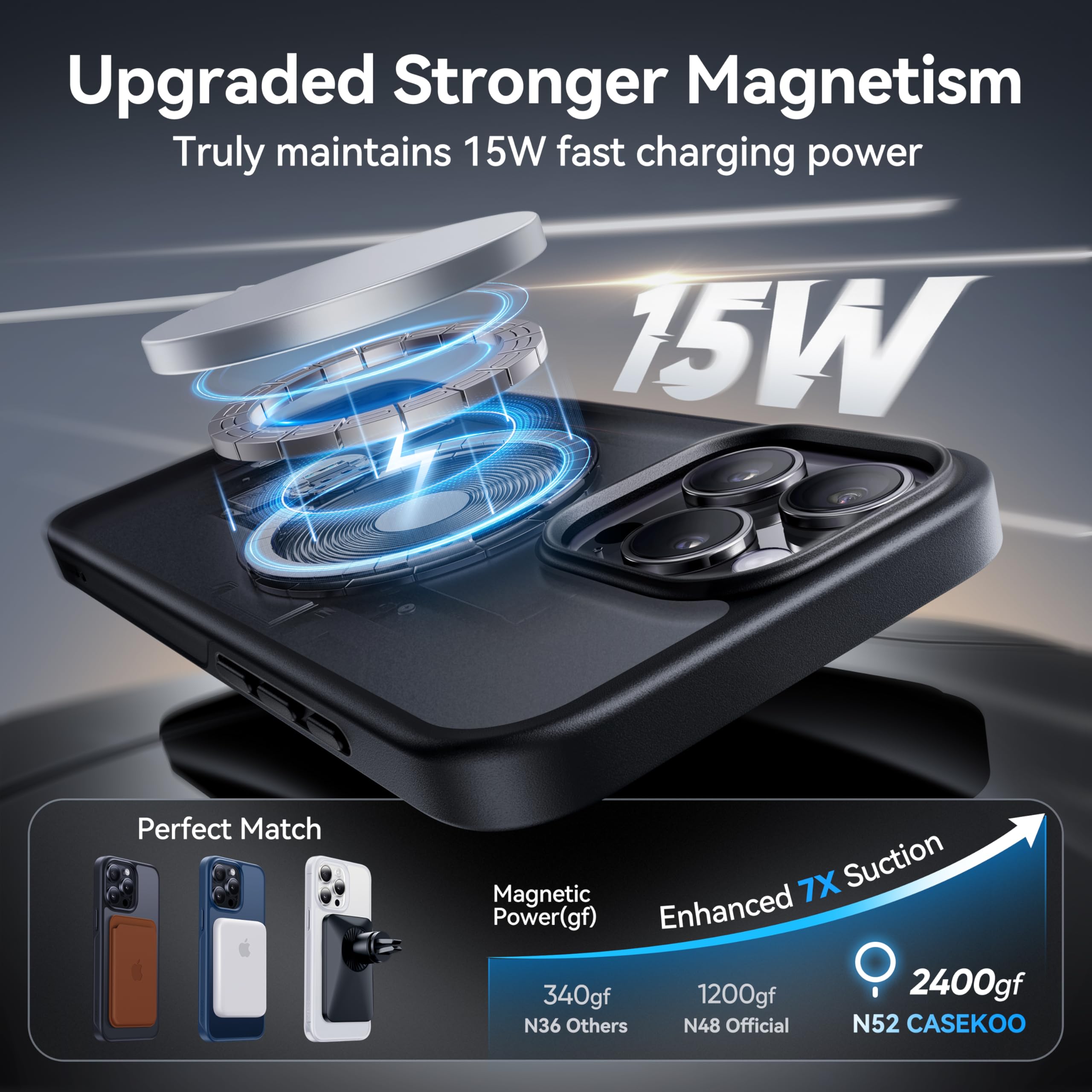 Foto 3 | Funda Casekoo Magicstand Pro Para Iphone 15 Pro De 6.1 Pulgadas Negra - Venta Internacional.