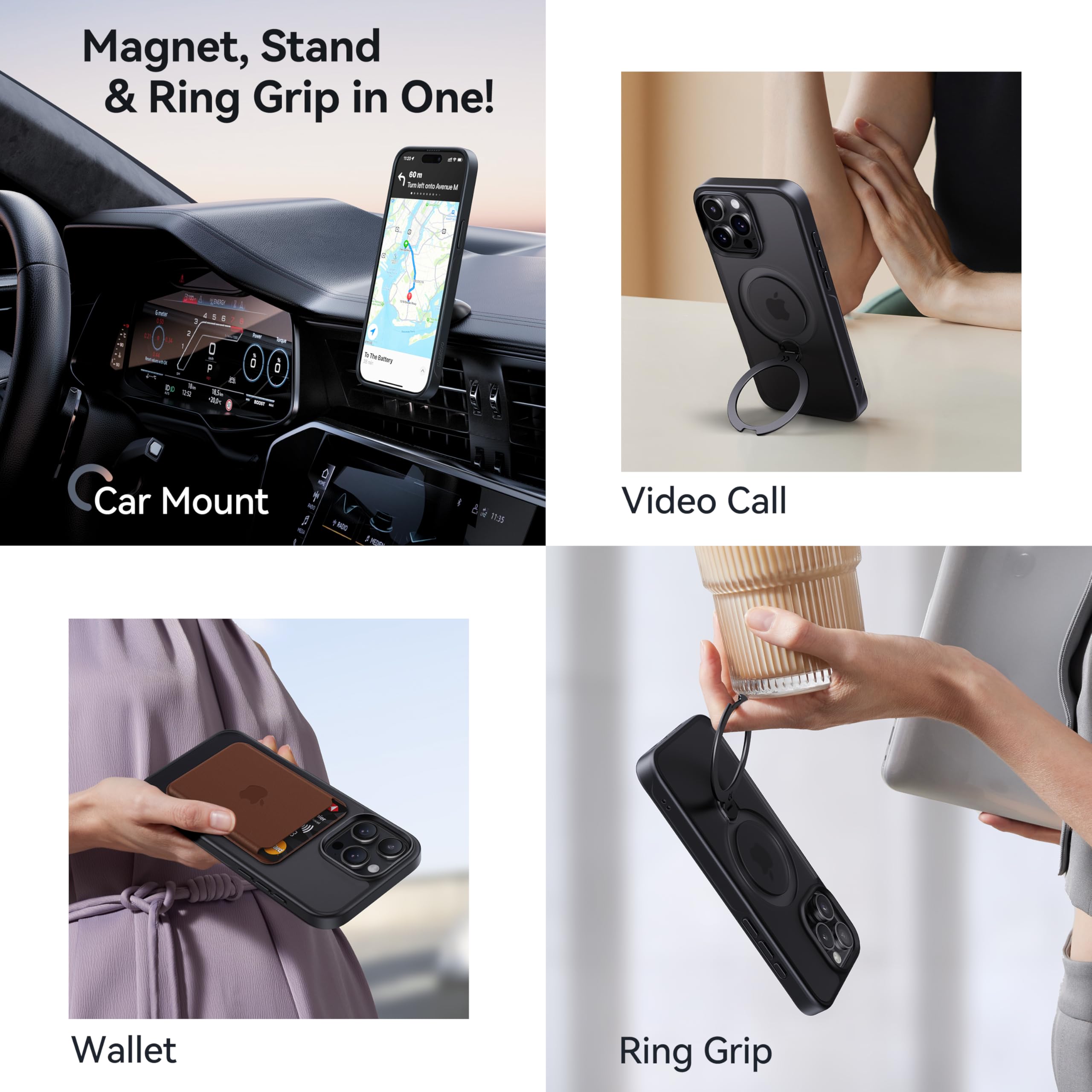 Foto 5 pulgar | Funda Casekoo Magicstand Pro Para Iphone 15 Pro De 6.1 Pulgadas Negra - Venta Internacional.