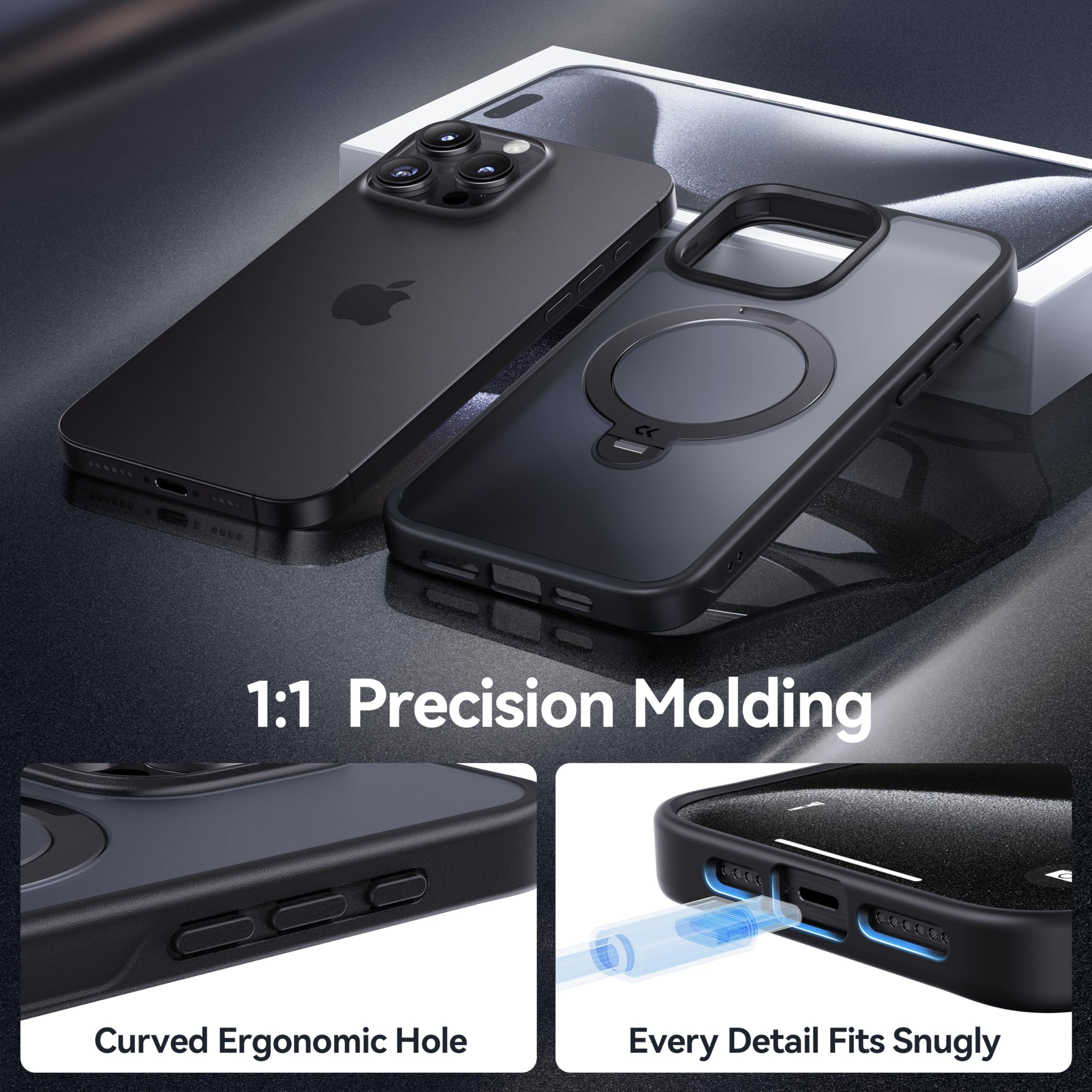 Foto 8 pulgar | Funda Casekoo Magicstand Pro Para Iphone 15 Pro De 6.1 Pulgadas Negra - Venta Internacional.