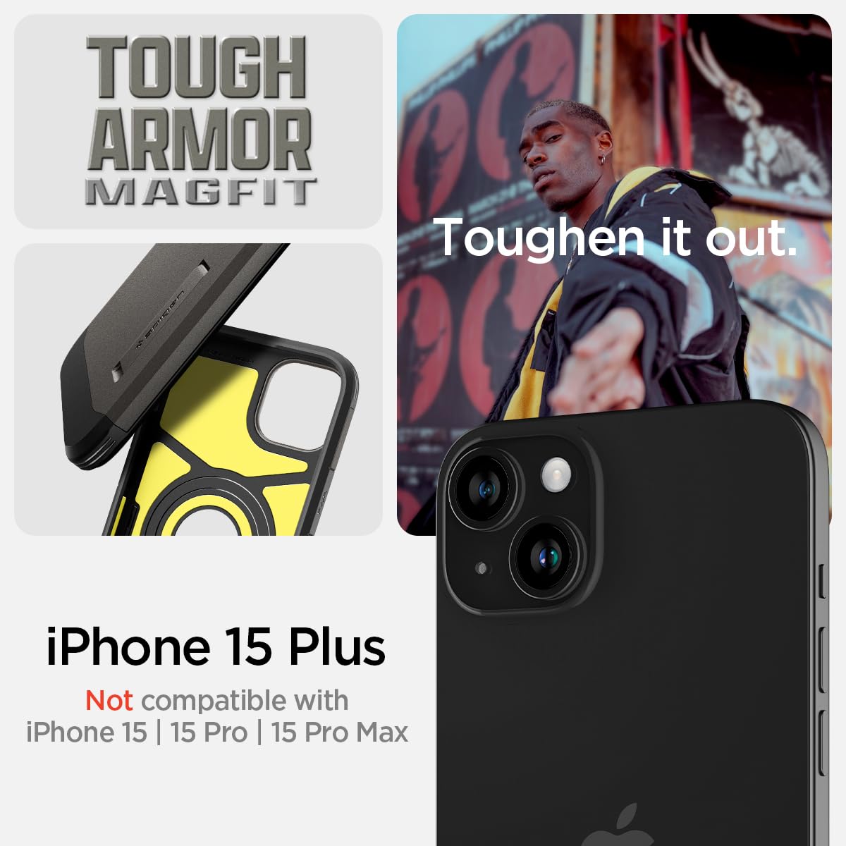 Foto 3 pulgar | Funda De Teléfono Spigen Tough Armor Magfit Para Iphone 15 Plus - Venta Internacional.