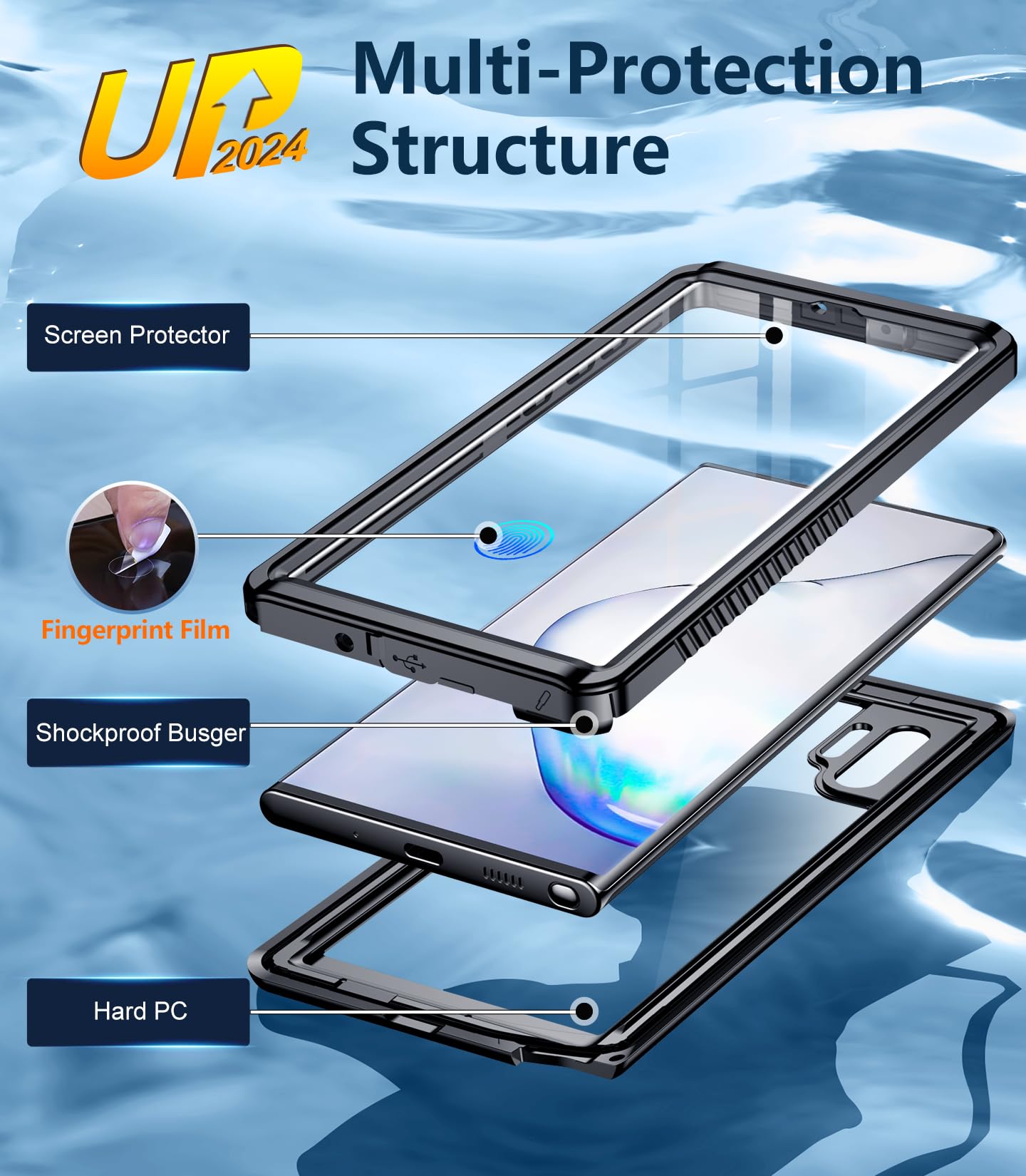 Foto 5 pulgar | Funda Temdan Impermeable Y A Prueba De Golpes Para Samsung Galaxy Note 10 Plus - Venta Internacional.