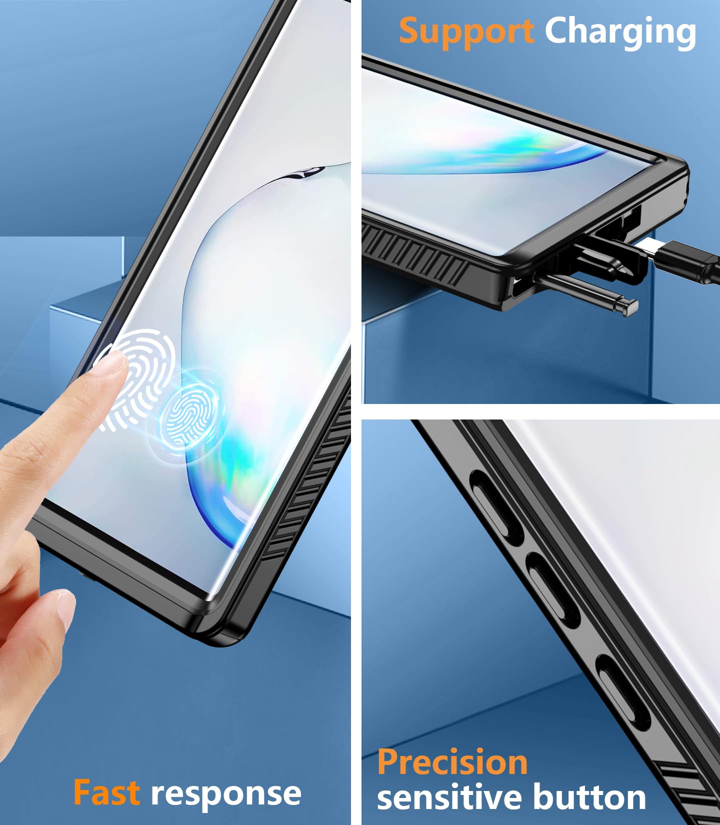 Foto 6 pulgar | Funda Temdan Impermeable Y A Prueba De Golpes Para Samsung Galaxy Note 10 Plus - Venta Internacional.