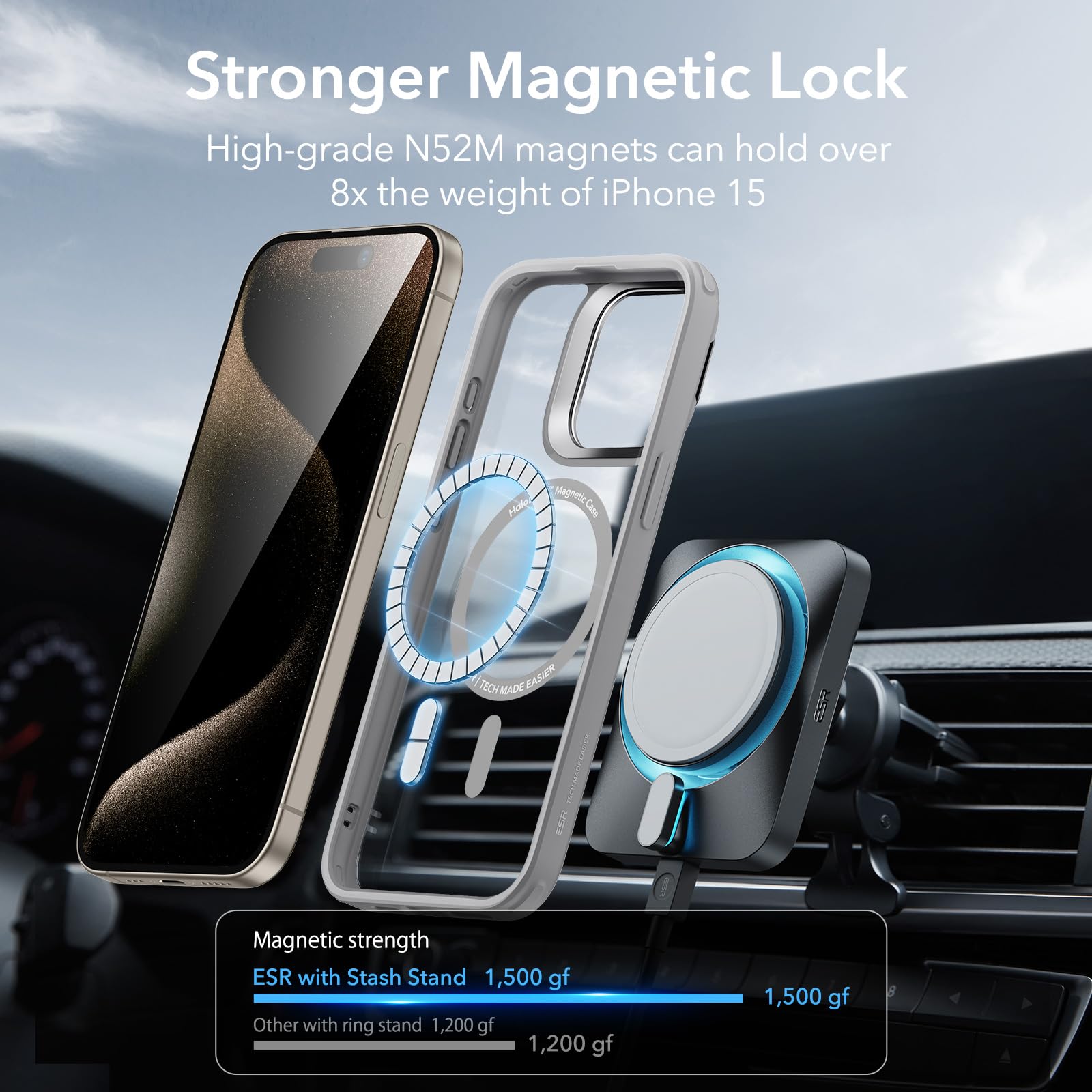 Foto 5 pulgar | Funda De Teléfono Esr Para Iphone 15 Pro Max Con Magsafe Clear Grey - Venta Internacional.