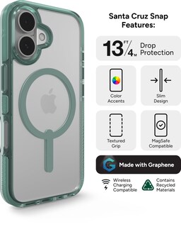 Foto 3 | Funda Snap Zagg Santa Cruz Para Iphone 16 Magsafe, Color Verde - Venta Internacional.