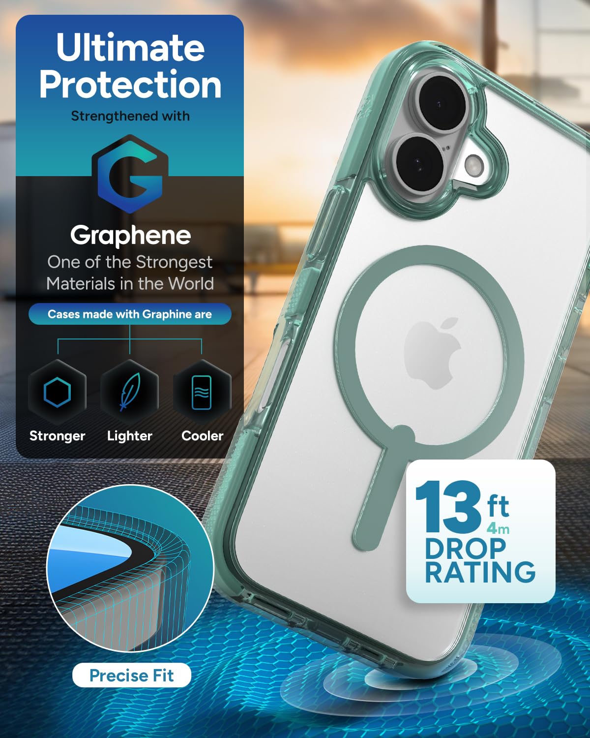 Foto 5 pulgar | Funda Snap Zagg Santa Cruz Para Iphone 16 Magsafe, Color Verde - Venta Internacional.
