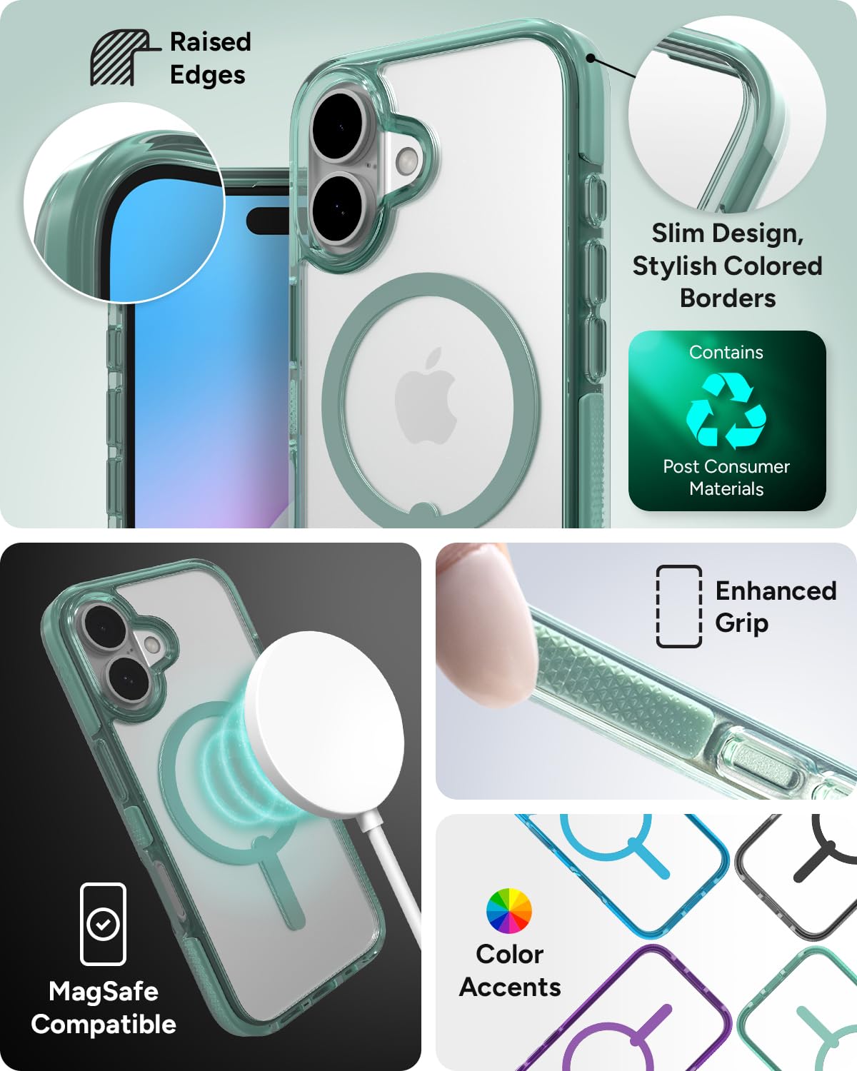 Foto 6 pulgar | Funda Snap Zagg Santa Cruz Para Iphone 16 Magsafe, Color Verde - Venta Internacional.