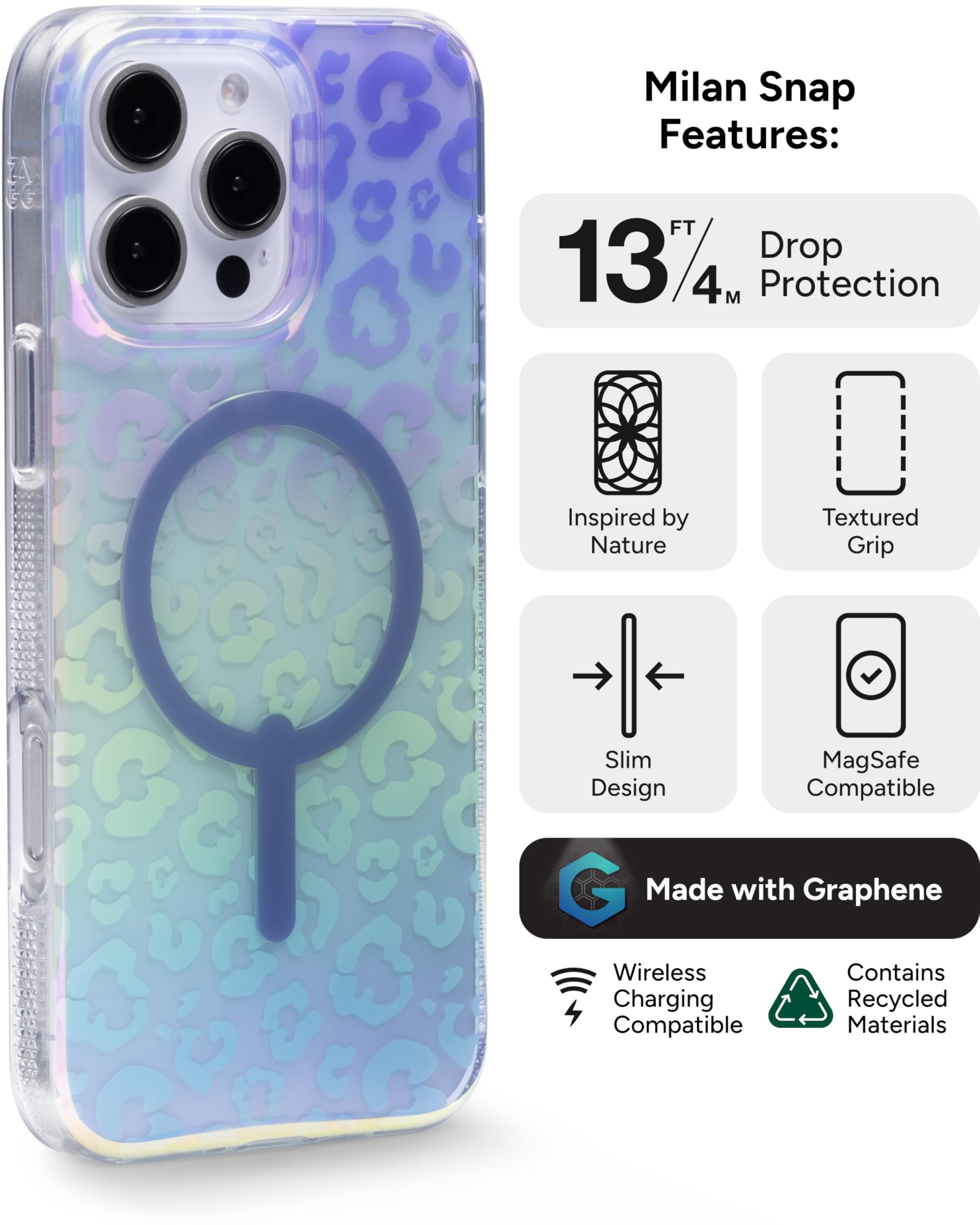 Foto 4 pulgar | Funda De Teléfono Zagg Milan Snap Para Iphone 16 Pro Max Que Cambia De Color - Venta Internacional.