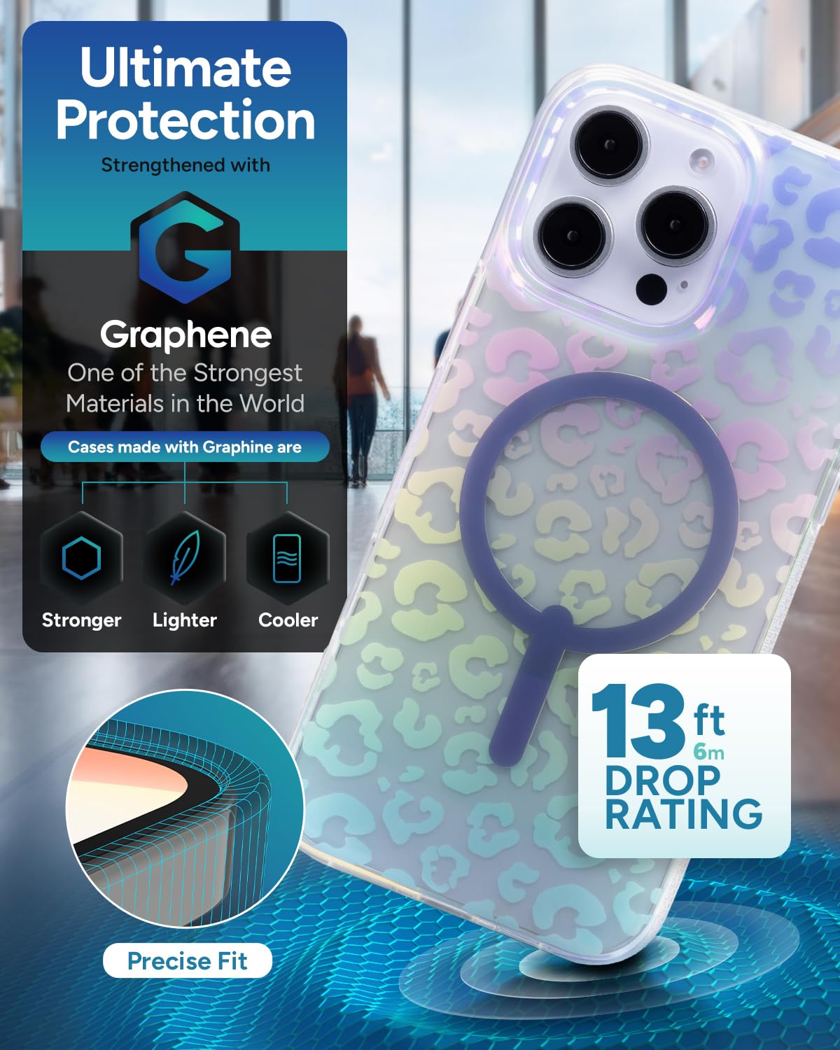 Foto 5 pulgar | Funda De Teléfono Zagg Milan Snap Para Iphone 16 Pro Max Que Cambia De Color - Venta Internacional.