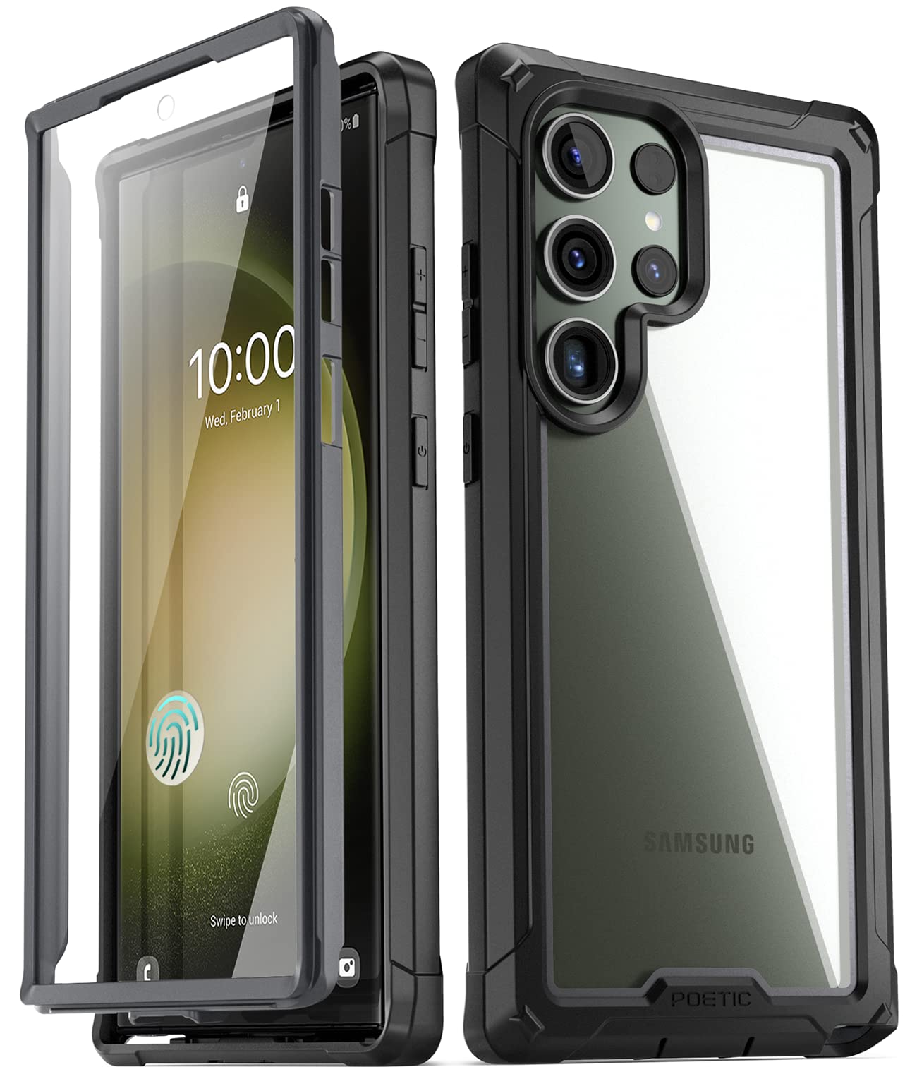 Funda Poetic Guardian Para Galaxy S23 Ultra 5g De 6,8 Pulgadas, Color Negro Y Transparente - Venta Internacional.