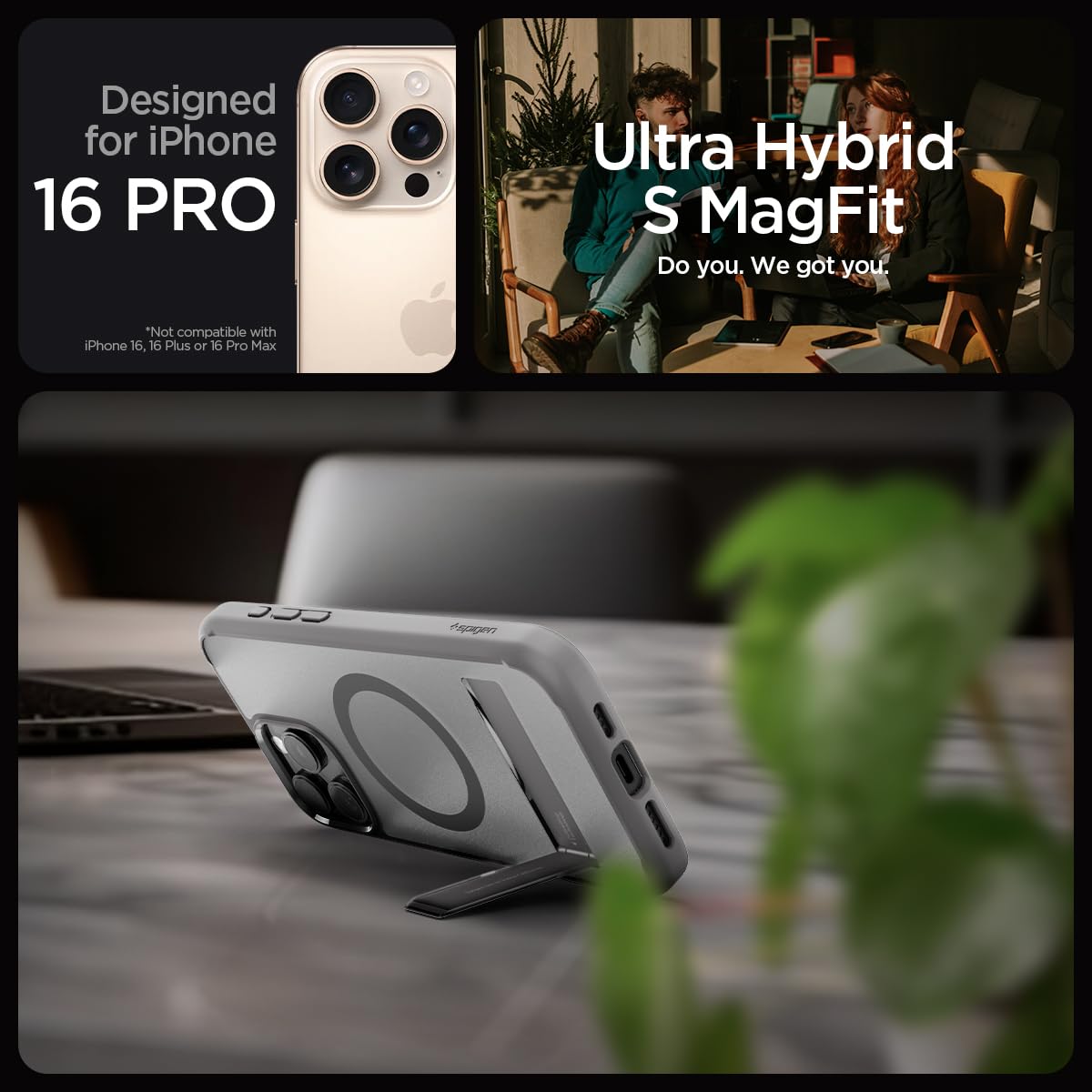 Foto 2 | Funda Spigen Ultra Hybrid S Magfit Para Iphone 16 Pro Frost Grey - Venta Internacional.