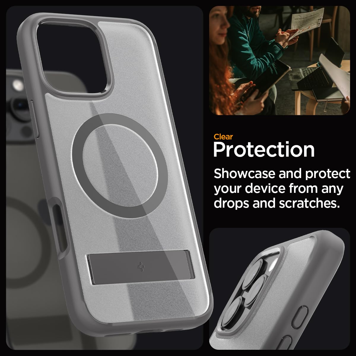 Foto 7 pulgar | Funda Spigen Ultra Hybrid S Magfit Para Iphone 16 Pro Frost Grey - Venta Internacional.