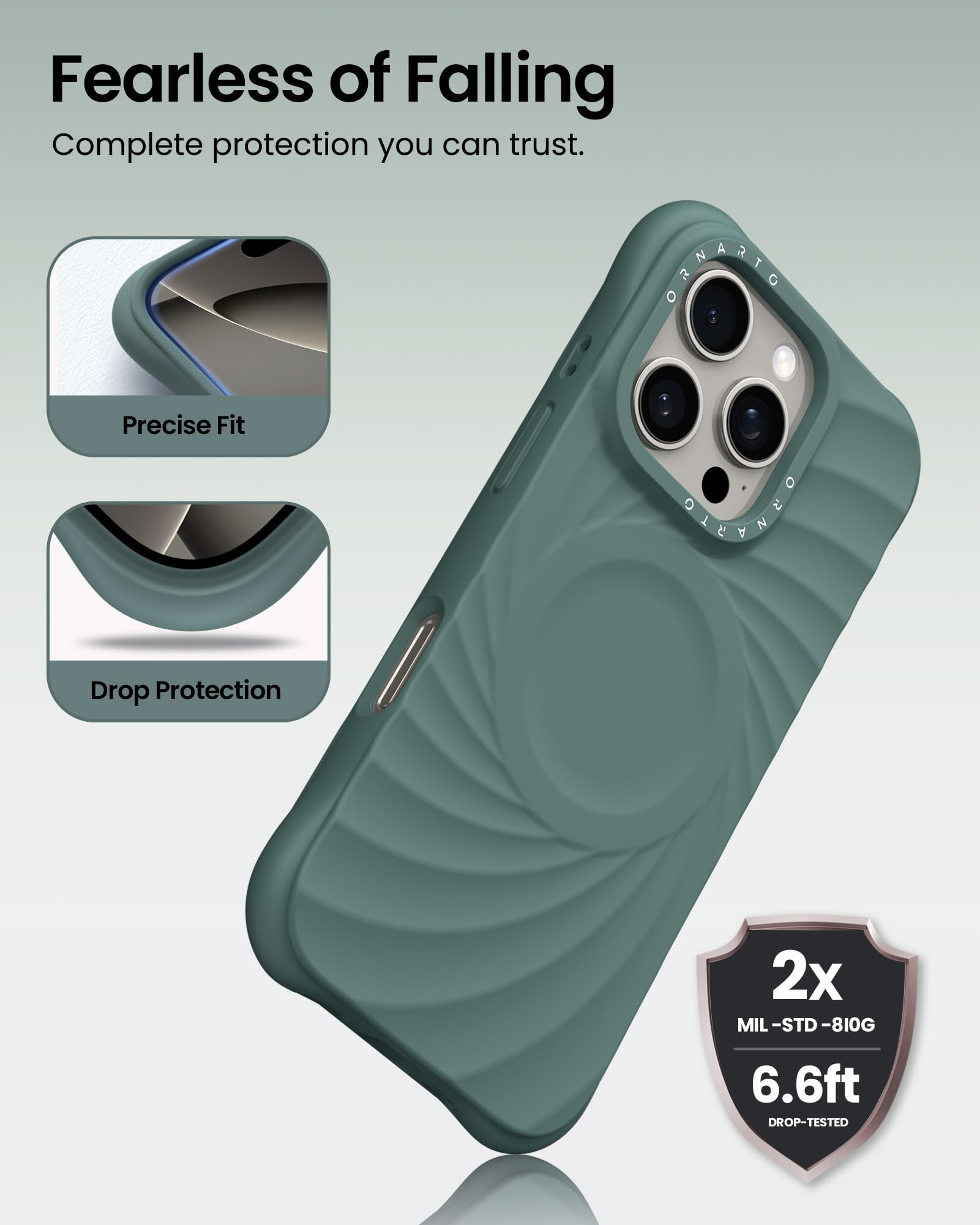 Foto 4 pulgar | Funda Ornarto Vortuxe Para Iphone 16 Pro Verde Pino - Venta Internacional.