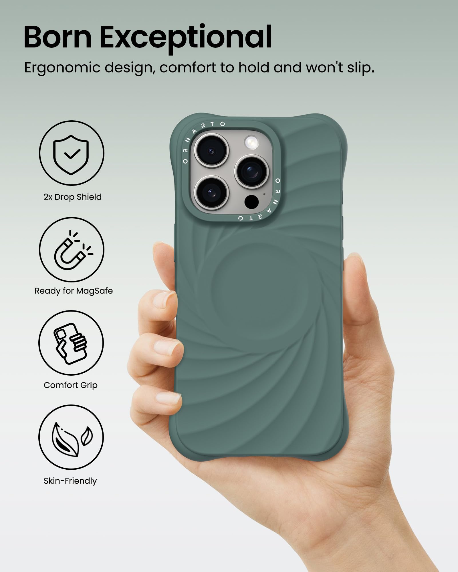 Foto 6 pulgar | Funda Ornarto Vortuxe Para Iphone 16 Pro Verde Pino - Venta Internacional.