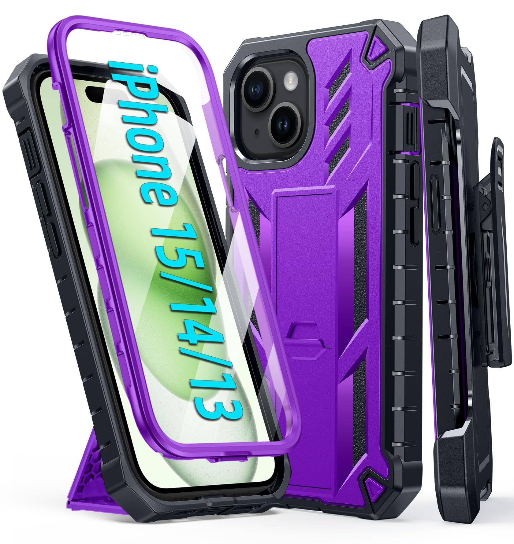 Foto 2 pulgar | Funda De Teléfono Fntcase Para Iphone 15/14/13 Military Purple - Venta Internacional.