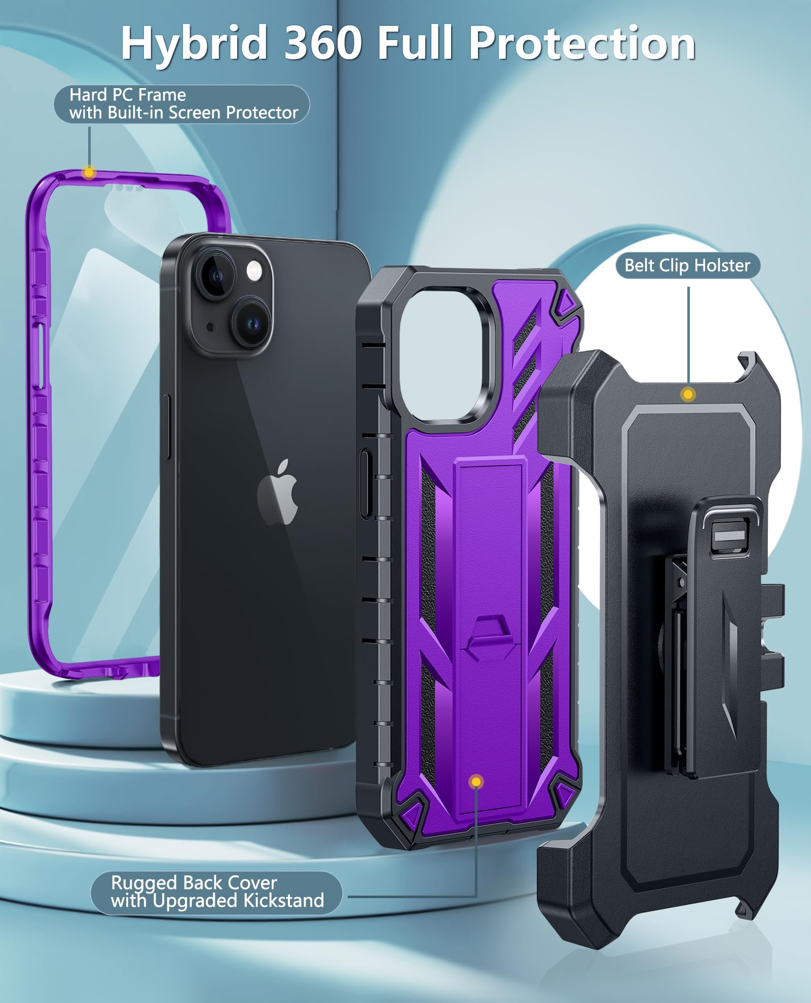 Foto 3 pulgar | Funda De Teléfono Fntcase Para Iphone 15/14/13 Military Purple - Venta Internacional.