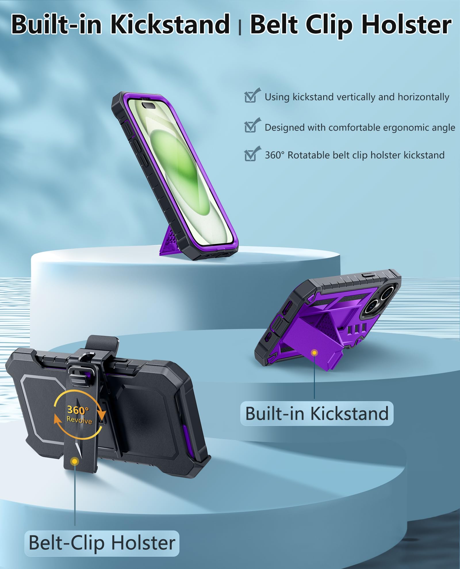 Foto 4 pulgar | Funda De Teléfono Fntcase Para Iphone 15/14/13 Military Purple - Venta Internacional.