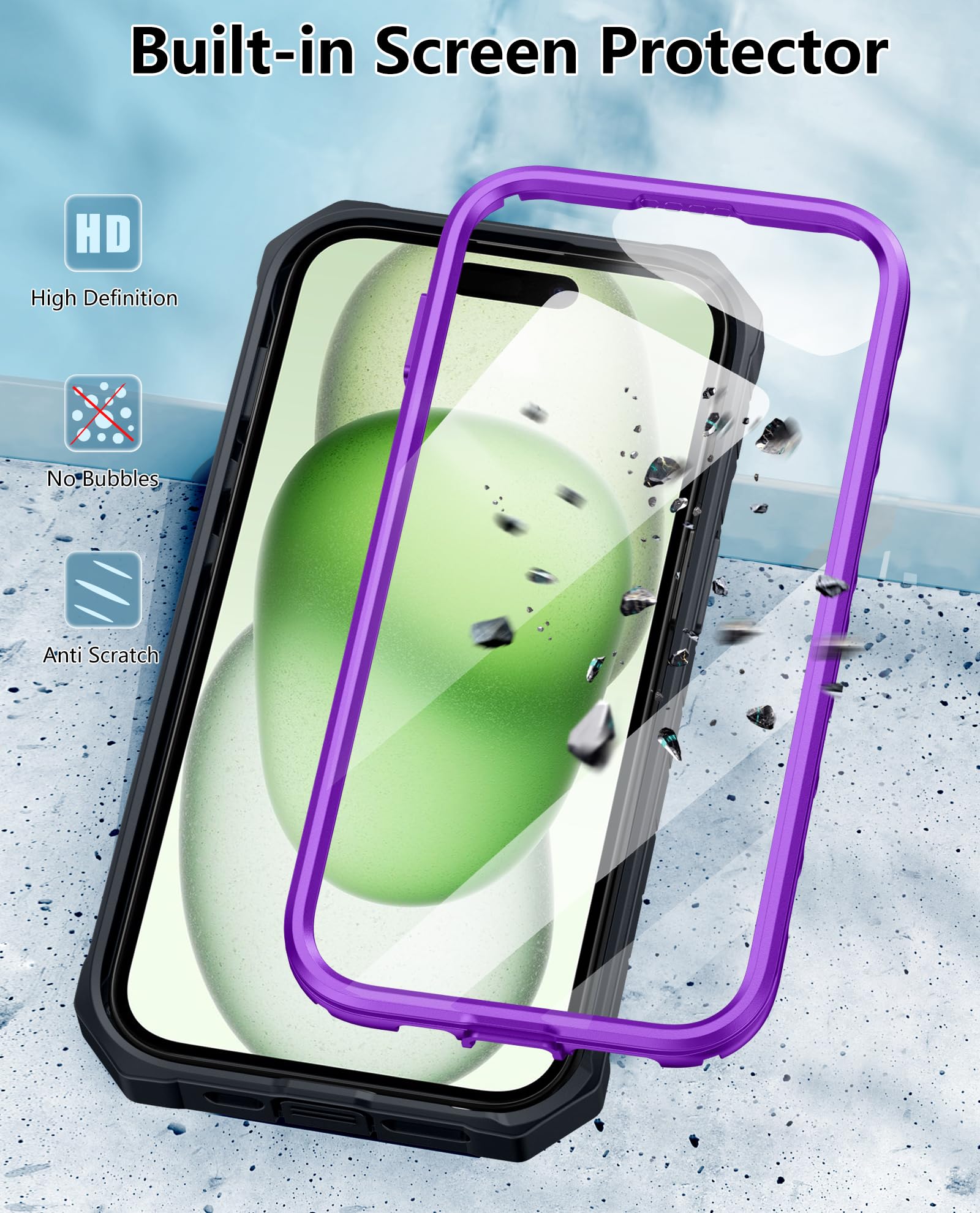 Foto 5 pulgar | Funda De Teléfono Fntcase Para Iphone 15/14/13 Military Purple - Venta Internacional.