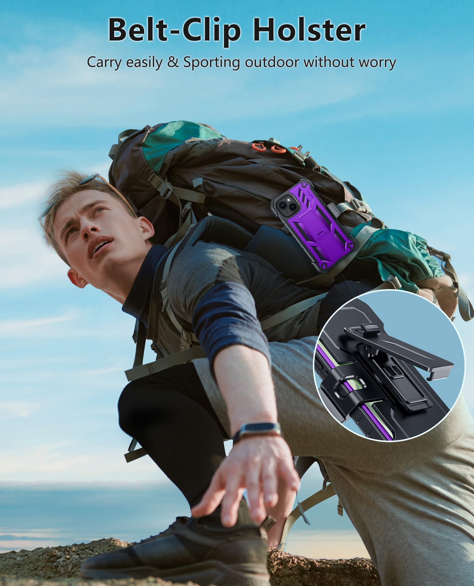 Foto 5 | Funda De Teléfono Fntcase Para Iphone 15/14/13 Military Purple - Venta Internacional.