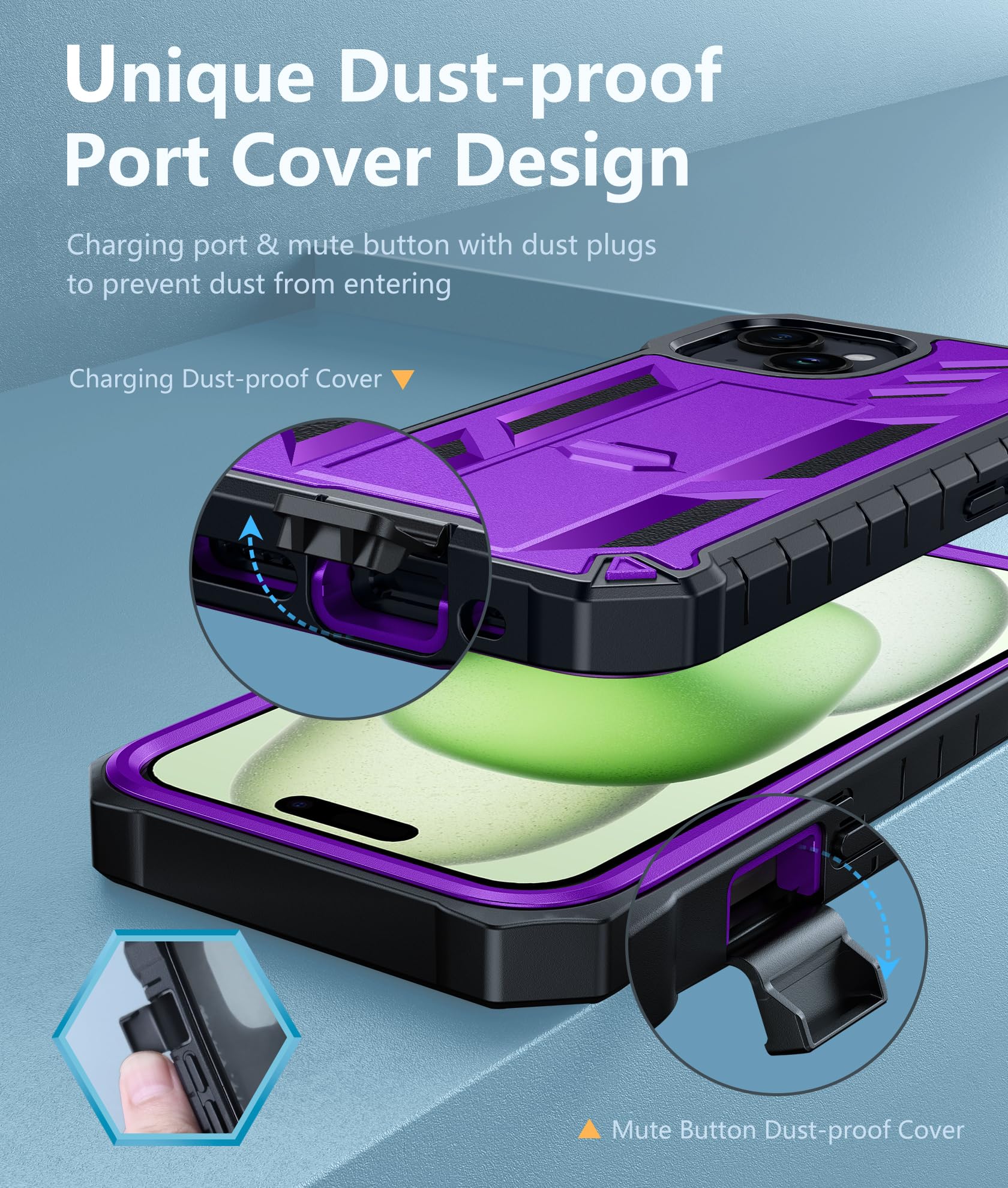 Foto 7 pulgar | Funda De Teléfono Fntcase Para Iphone 15/14/13 Military Purple - Venta Internacional.