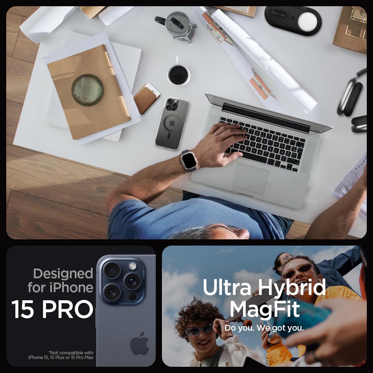Foto 3 pulgar | Funda Spigen Ultra Hybrid Magfit Para El Iphone 15 Pro (2023) - Venta Internacional.