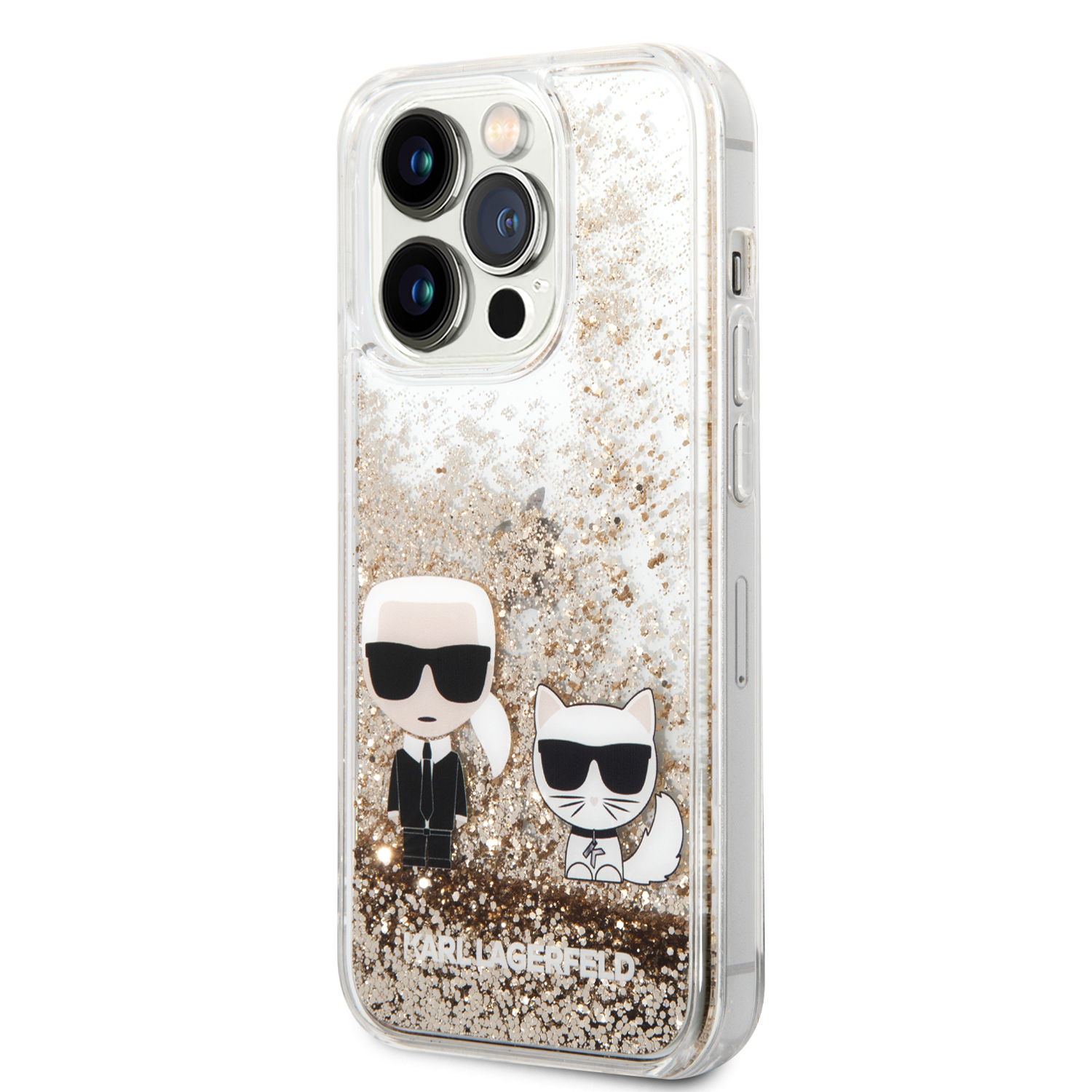 Foto 3 pulgar | Funda Karl Glitter Líquido K&c Para Iphone 14 Pro - Dorado