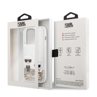 Foto 8 | Funda Karl Glitter Líquido K&c Para Iphone 14 Pro - Dorado