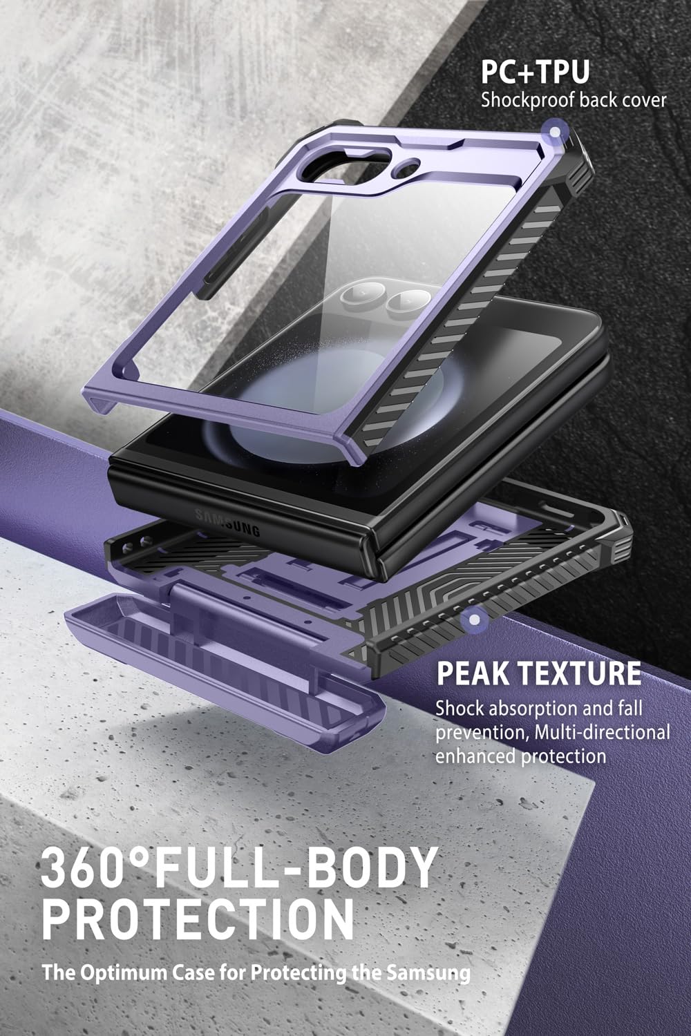 Foto 3 pulgar | Funda De Teléfono I-blason Armorbox Con Soporte Para Samsung Galaxy Z Flip 5, Color Malva - Venta Internacional.