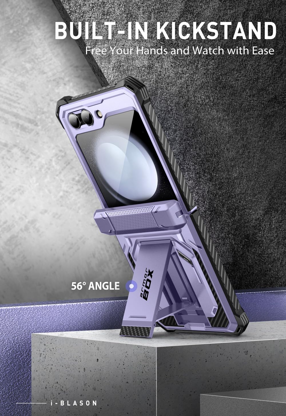 Foto 6 pulgar | Funda De Teléfono I-blason Armorbox Con Soporte Para Samsung Galaxy Z Flip 5, Color Malva - Venta Internacional.