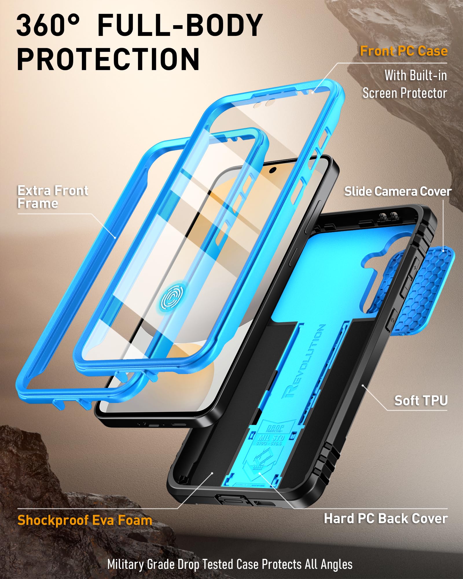 Foto 4 pulgar | Funda Poetic Revolution Para Samsung Galaxy S24 Fe 5g 2024, Color Azul Claro - Venta Internacional.