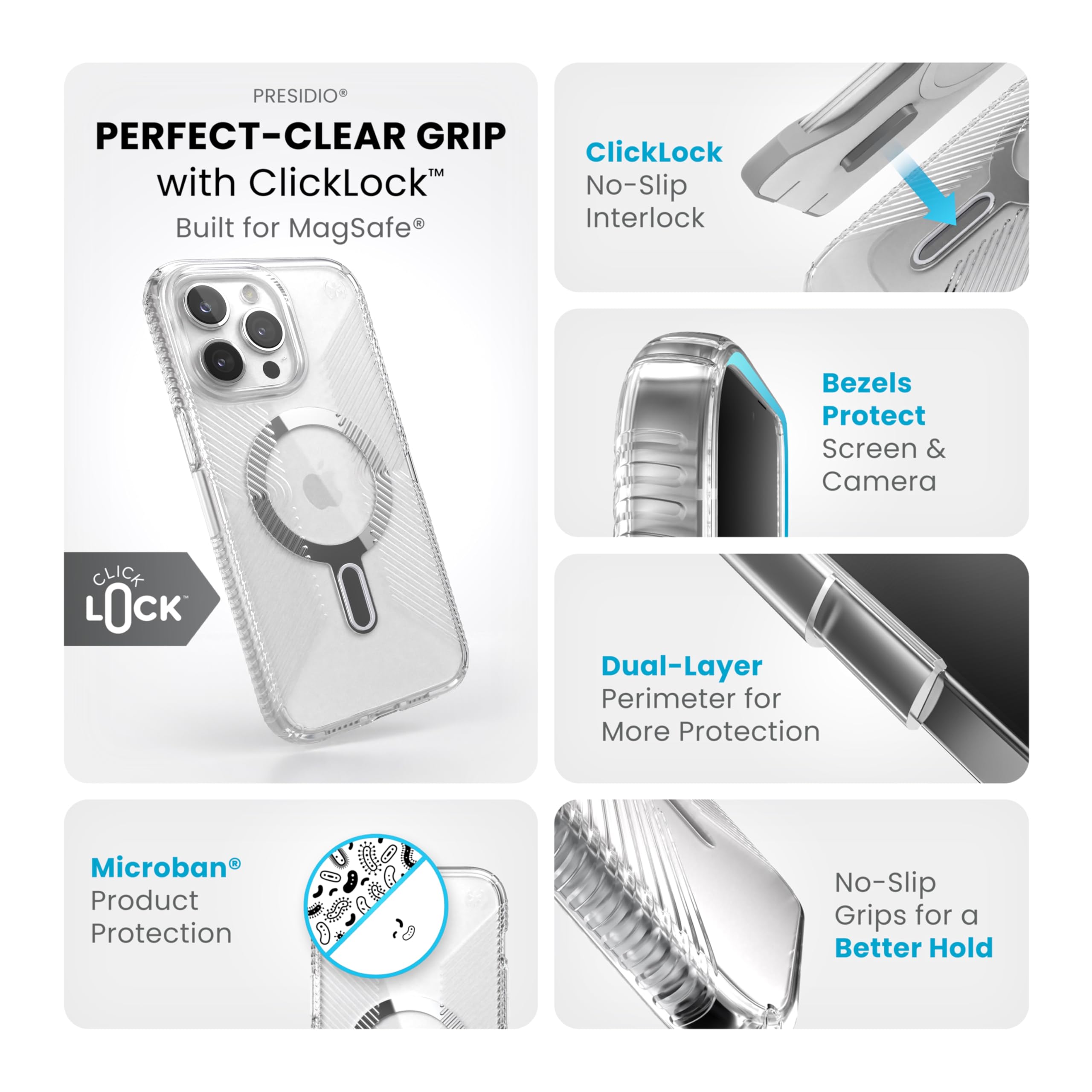 Foto 4 pulgar | Funda De Teléfono Speck Clear Presidio Grip Para Iphone 15 Pro Max - Venta Internacional.