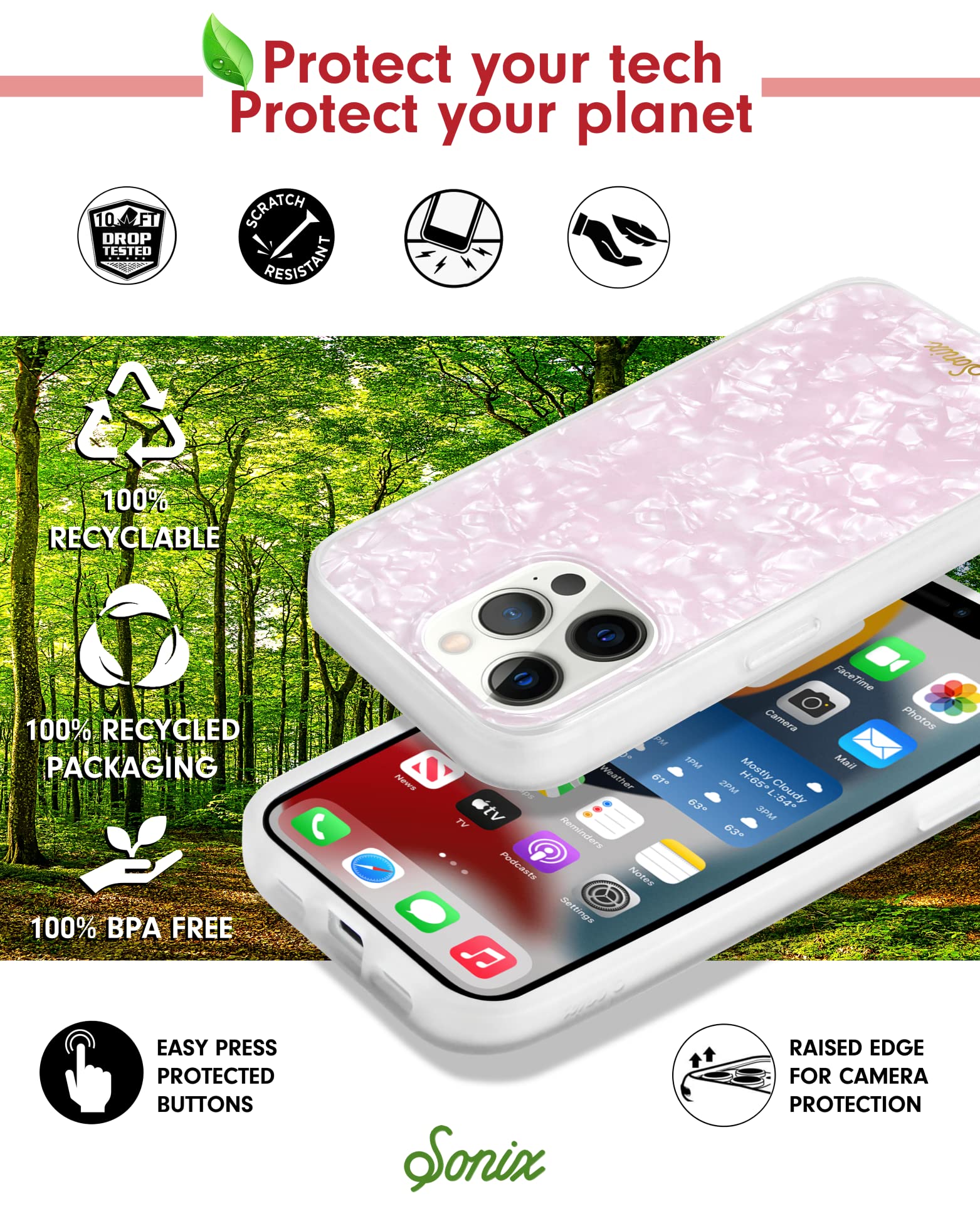 Foto 4 pulgar | Funda De Teléfono Sonix Para Iphone 13 Pro Max/12 Pro Max Rosa - Venta Internacional.