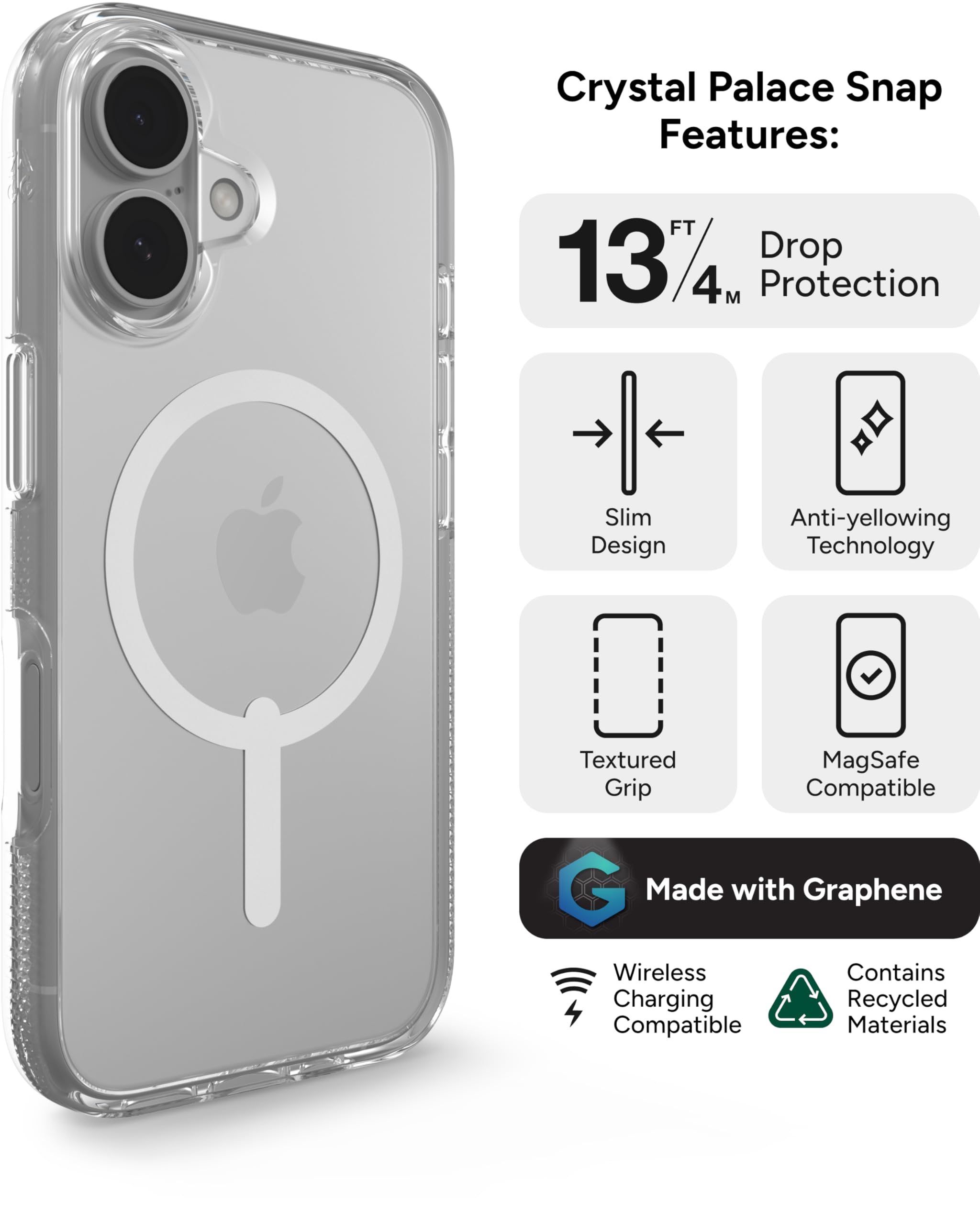 Foto 4 pulgar | Funda Zagg Crystal Palace Snap Para Iphone 16, Transparente - Venta Internacional.