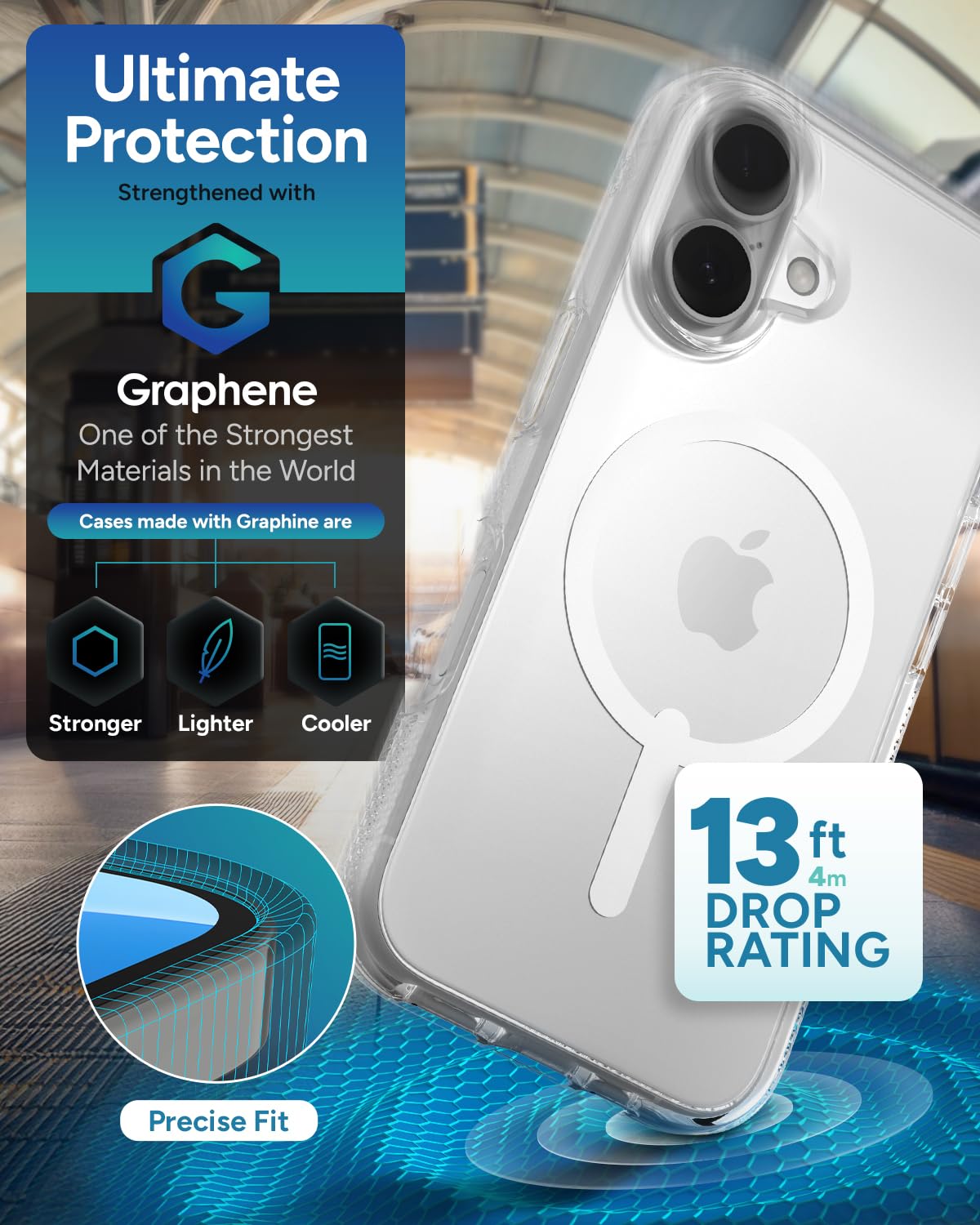 Foto 4 | Funda Zagg Crystal Palace Snap Para Iphone 16, Transparente - Venta Internacional.