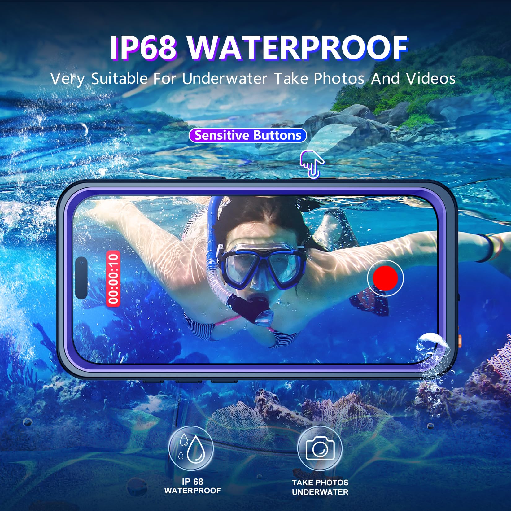Foto 3 pulgar | Funda Impermeable Temdan Compatible Con Iphone 16 Pro De 6,3 Pulgadas - Venta Internacional.