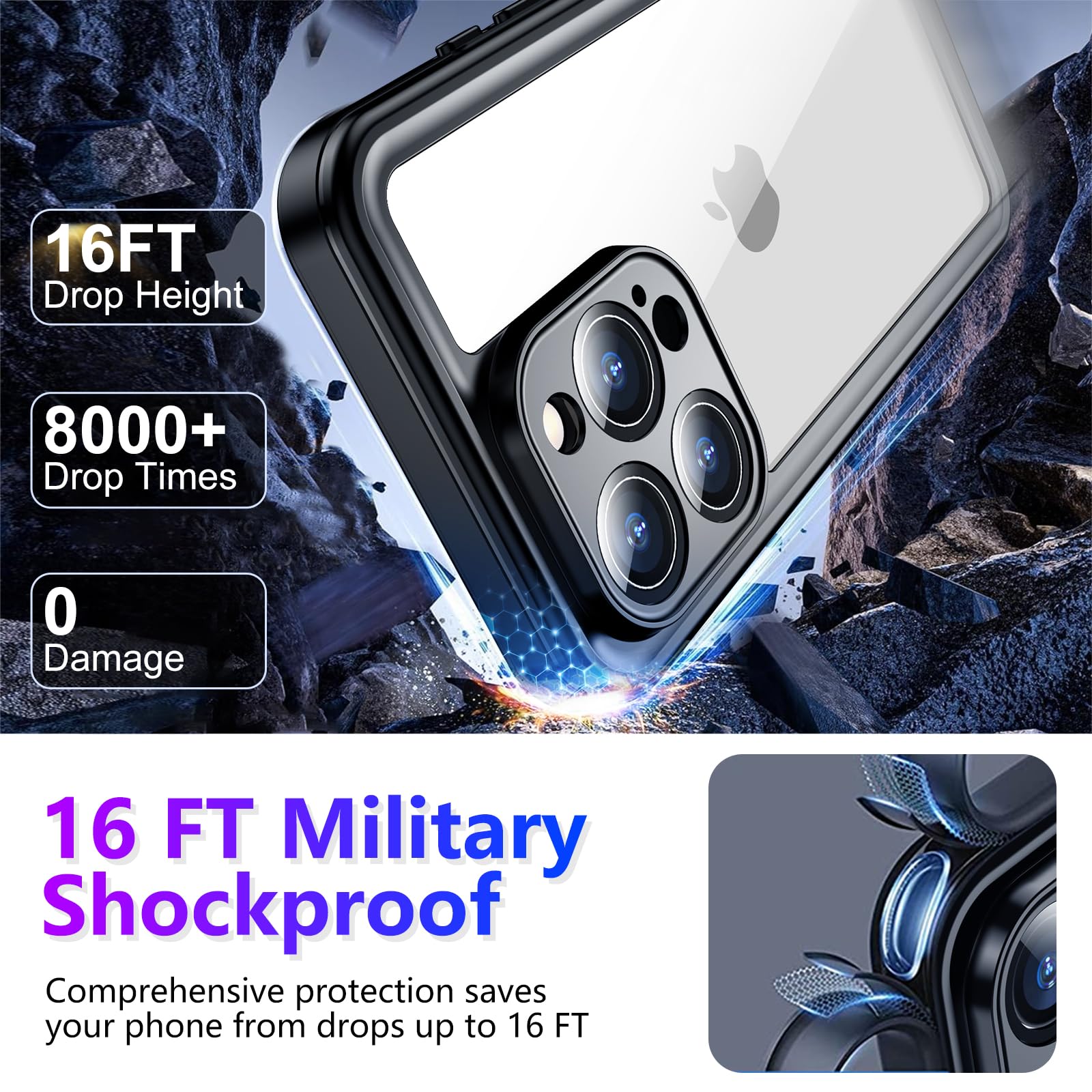 Foto 3 | Funda Impermeable Temdan Compatible Con Iphone 16 Pro De 6,3 Pulgadas - Venta Internacional.