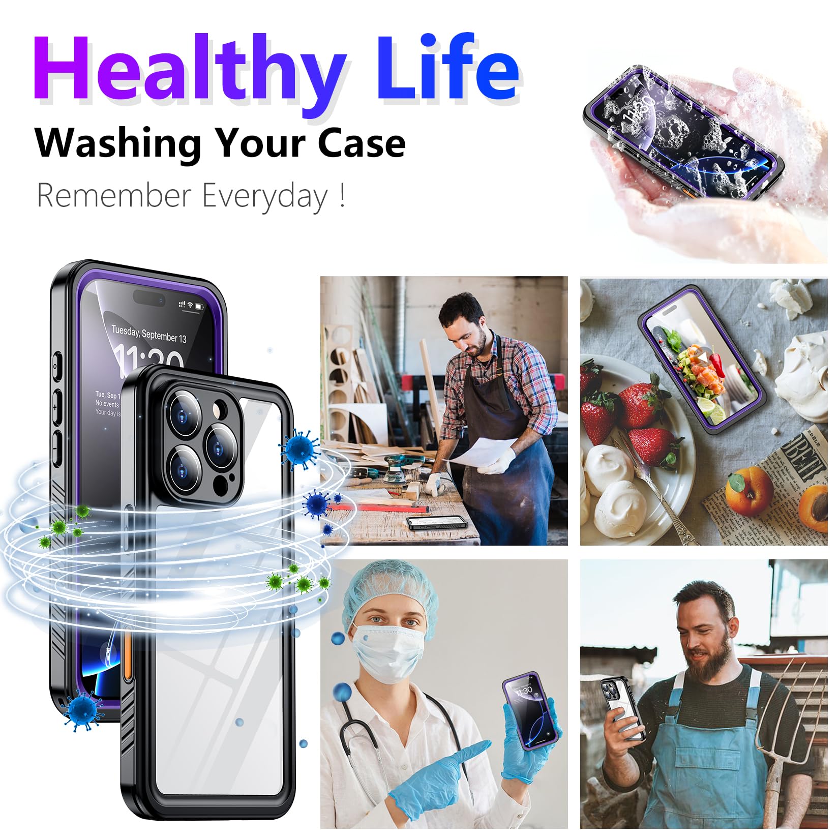 Foto 8 pulgar | Funda Impermeable Temdan Compatible Con Iphone 16 Pro De 6,3 Pulgadas - Venta Internacional.