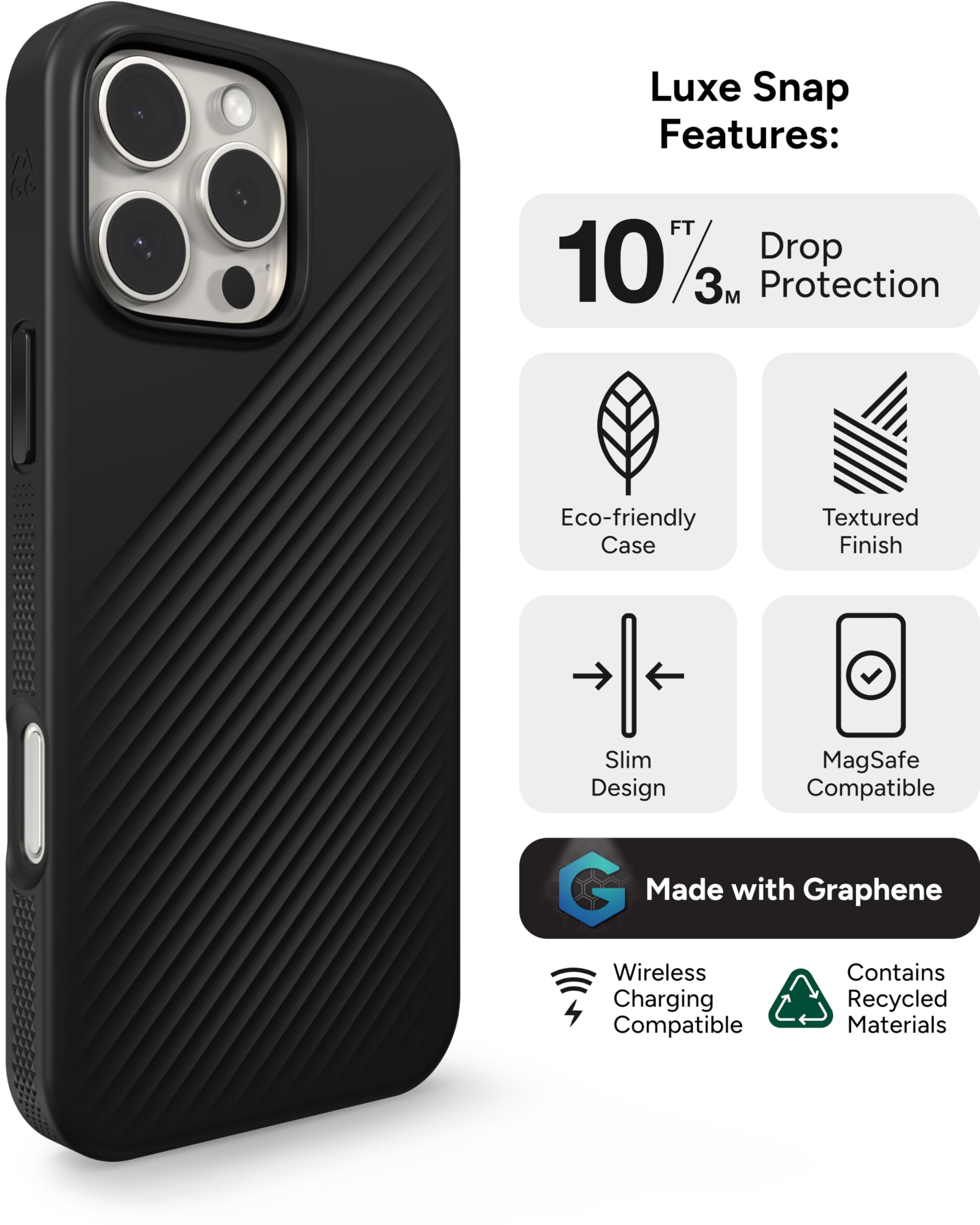 Foto 4 pulgar | Funda Zagg Luxe Snap Para Iphone 16 Pro Max Con Magsafe Negra - Venta Internacional.