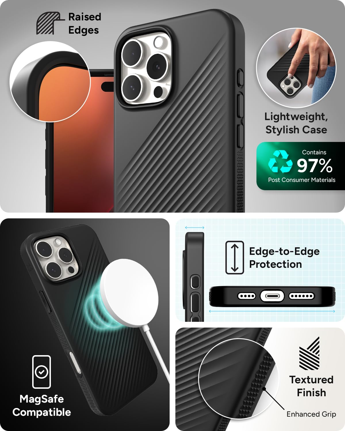 Foto 6 pulgar | Funda Zagg Luxe Snap Para Iphone 16 Pro Max Con Magsafe Negra - Venta Internacional.