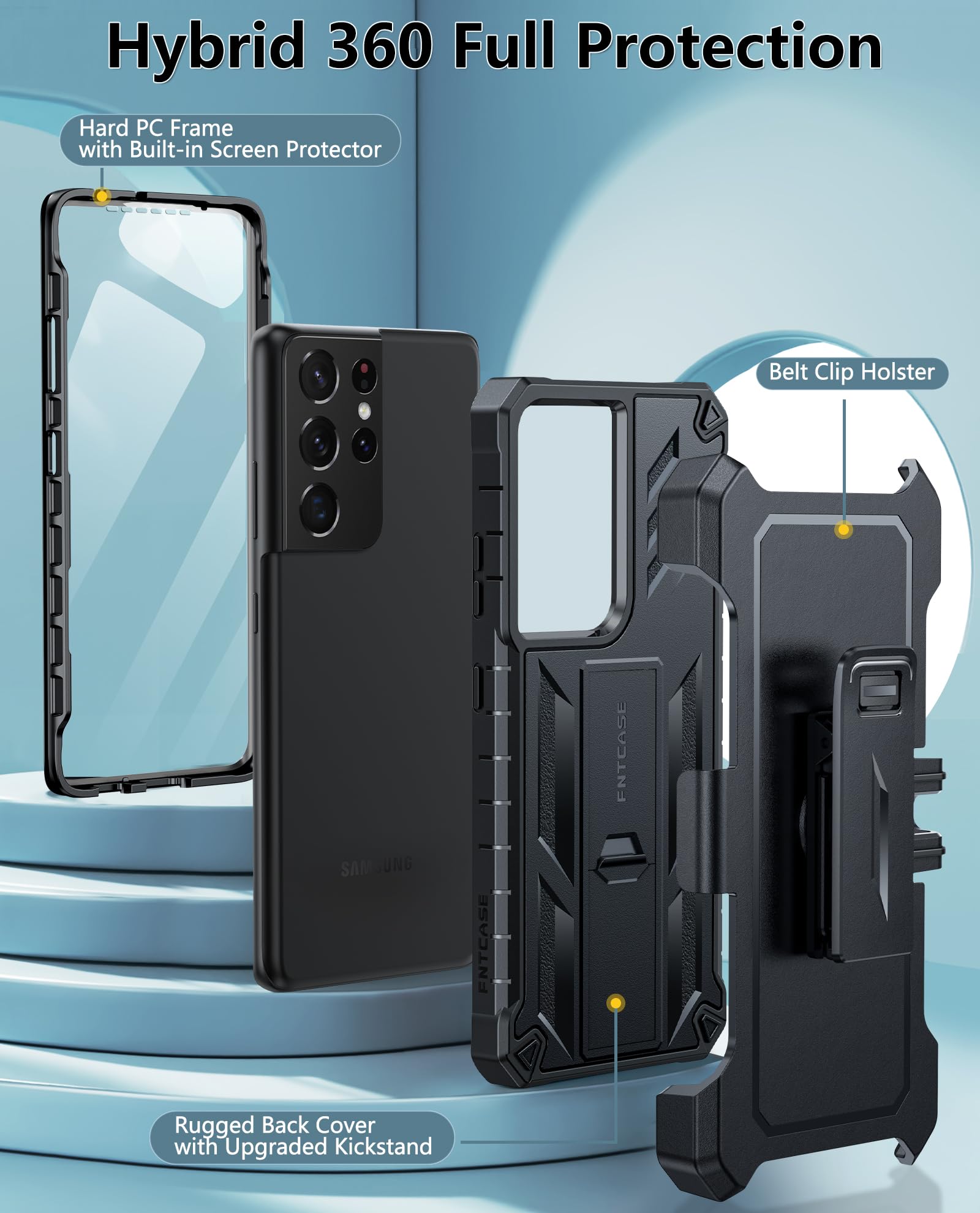 Foto 3 pulgar | Funda De Teléfono Fntcase Para Samsung Galaxy S21 Ultra 5g Negra - Venta Internacional.