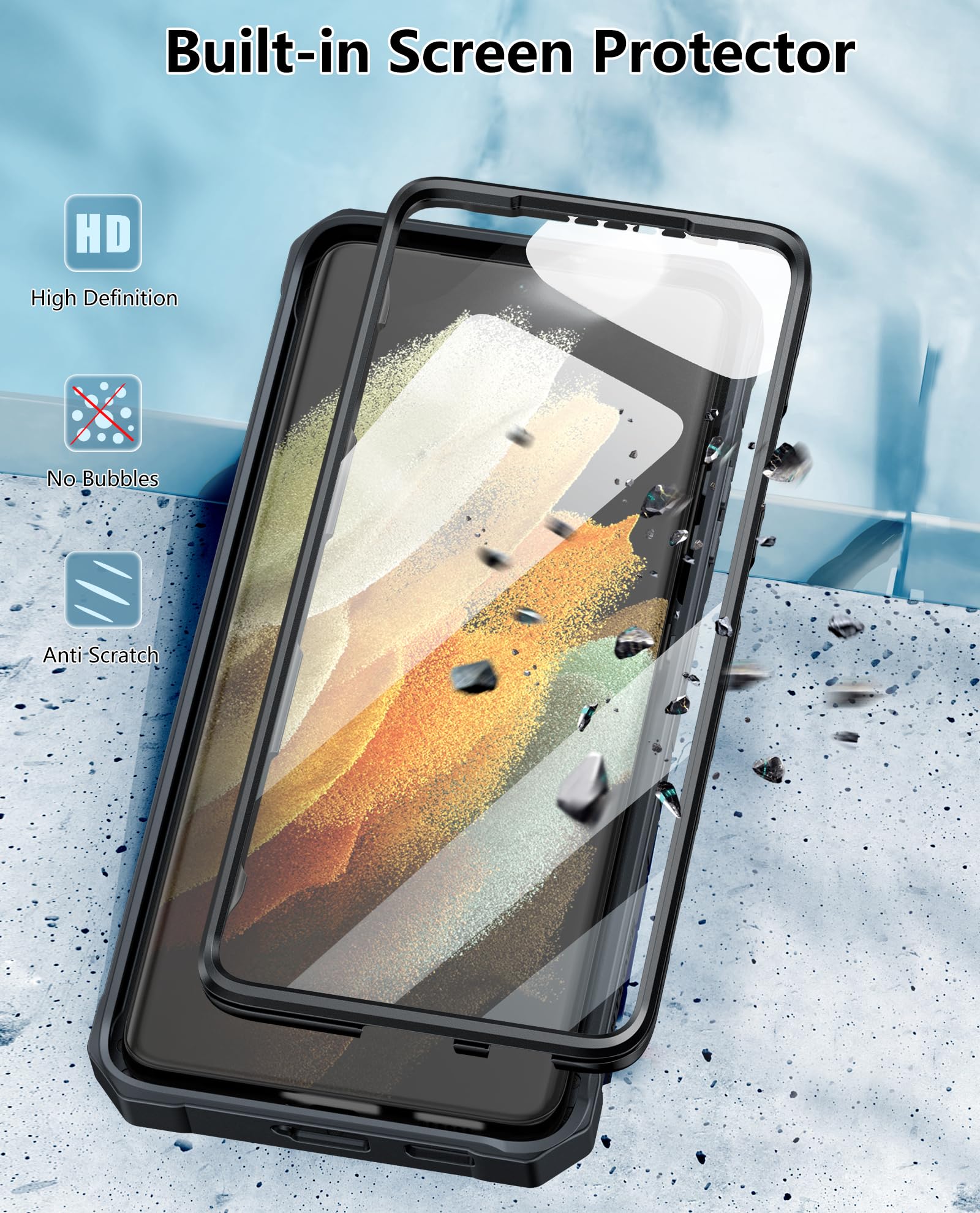 Foto 4 pulgar | Funda De Teléfono Fntcase Para Samsung Galaxy S21 Ultra 5g Negra - Venta Internacional.