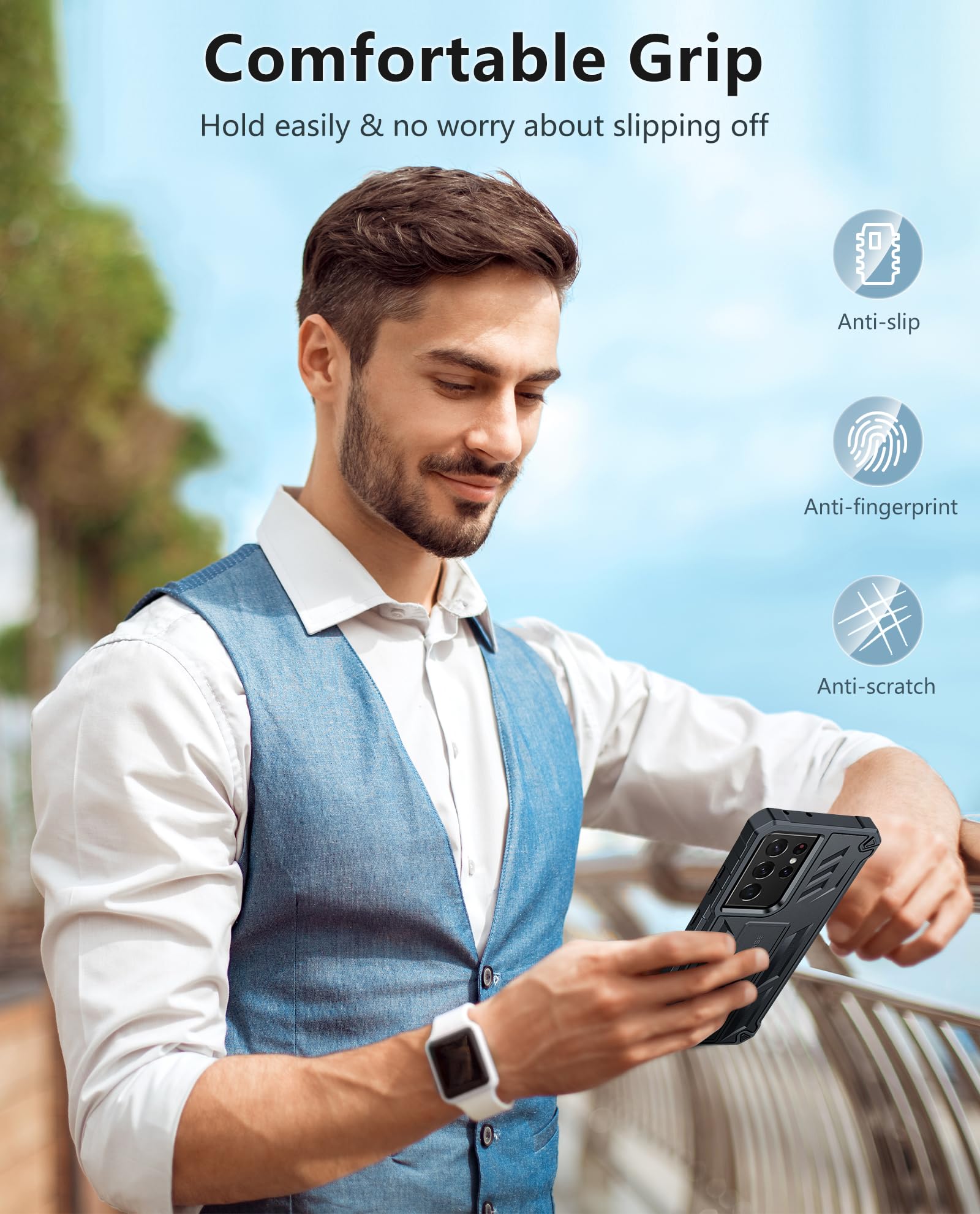 Foto 8 pulgar | Funda De Teléfono Fntcase Para Samsung Galaxy S21 Ultra 5g Negra - Venta Internacional.